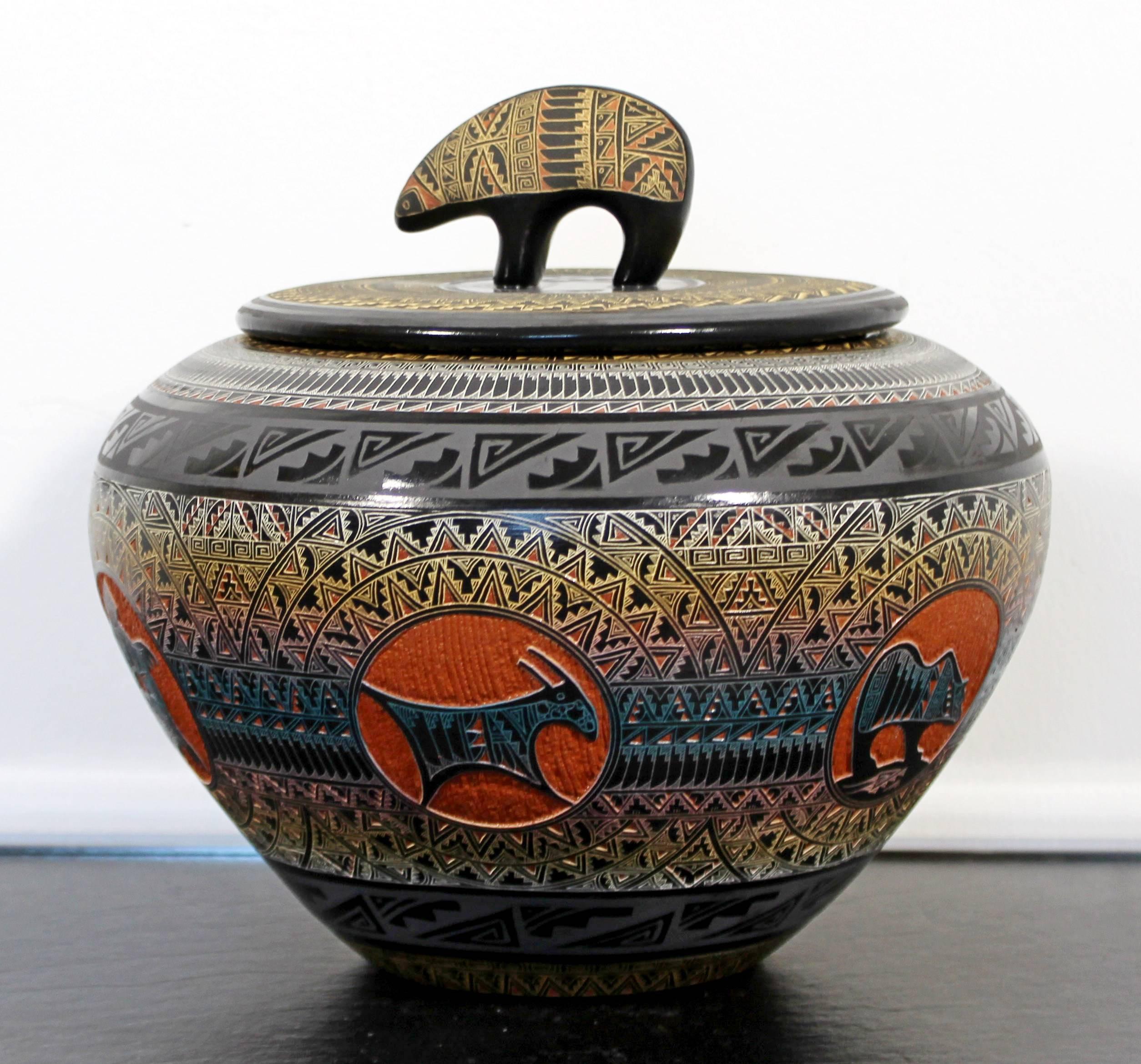 Marvin Blackmore Geo Series New Mexico Ceramic Lidded Vessel Pottery