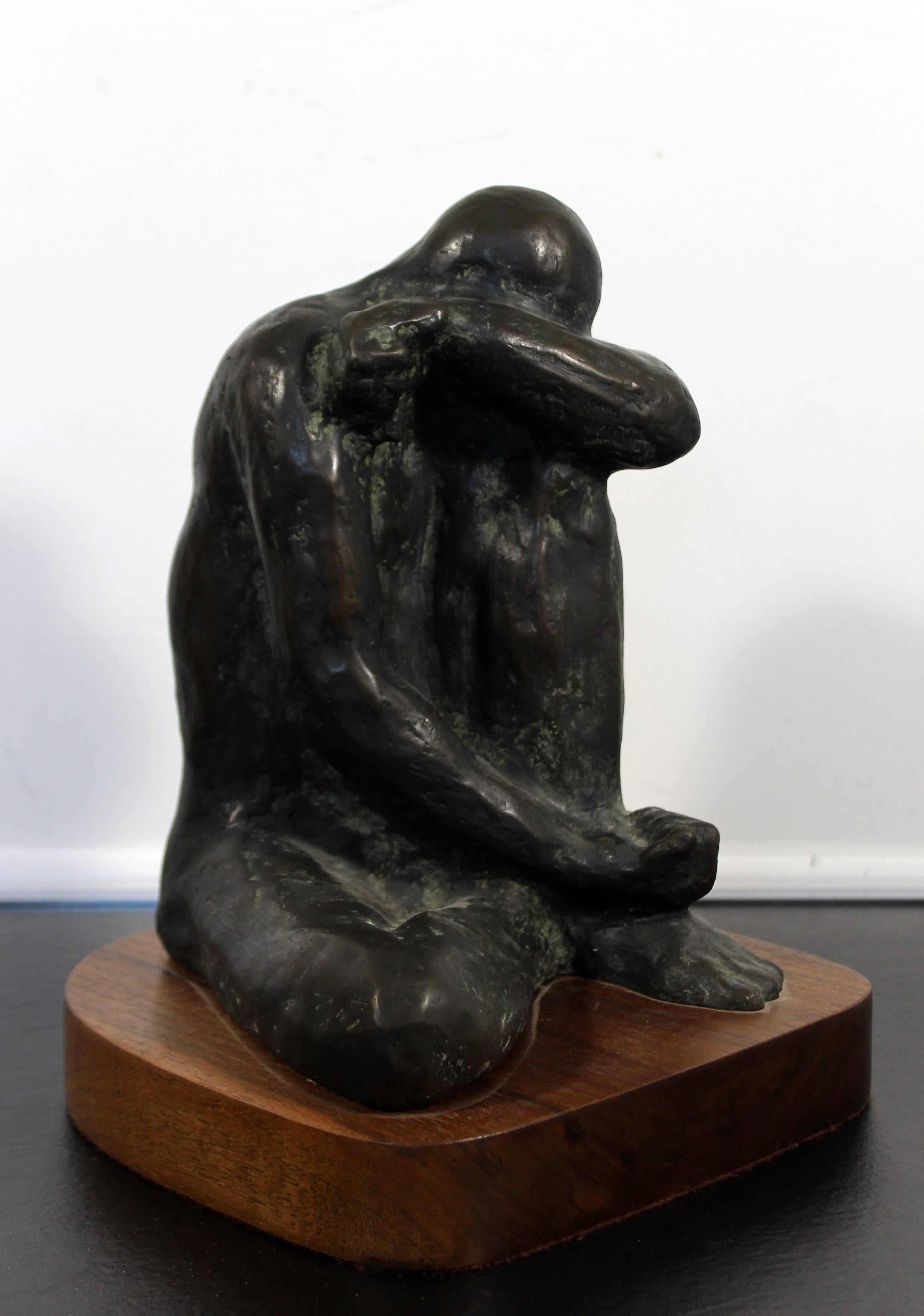 Modern Despair Bronze Figurative Table Sculpture by Charles Masse 3/12, 1989
