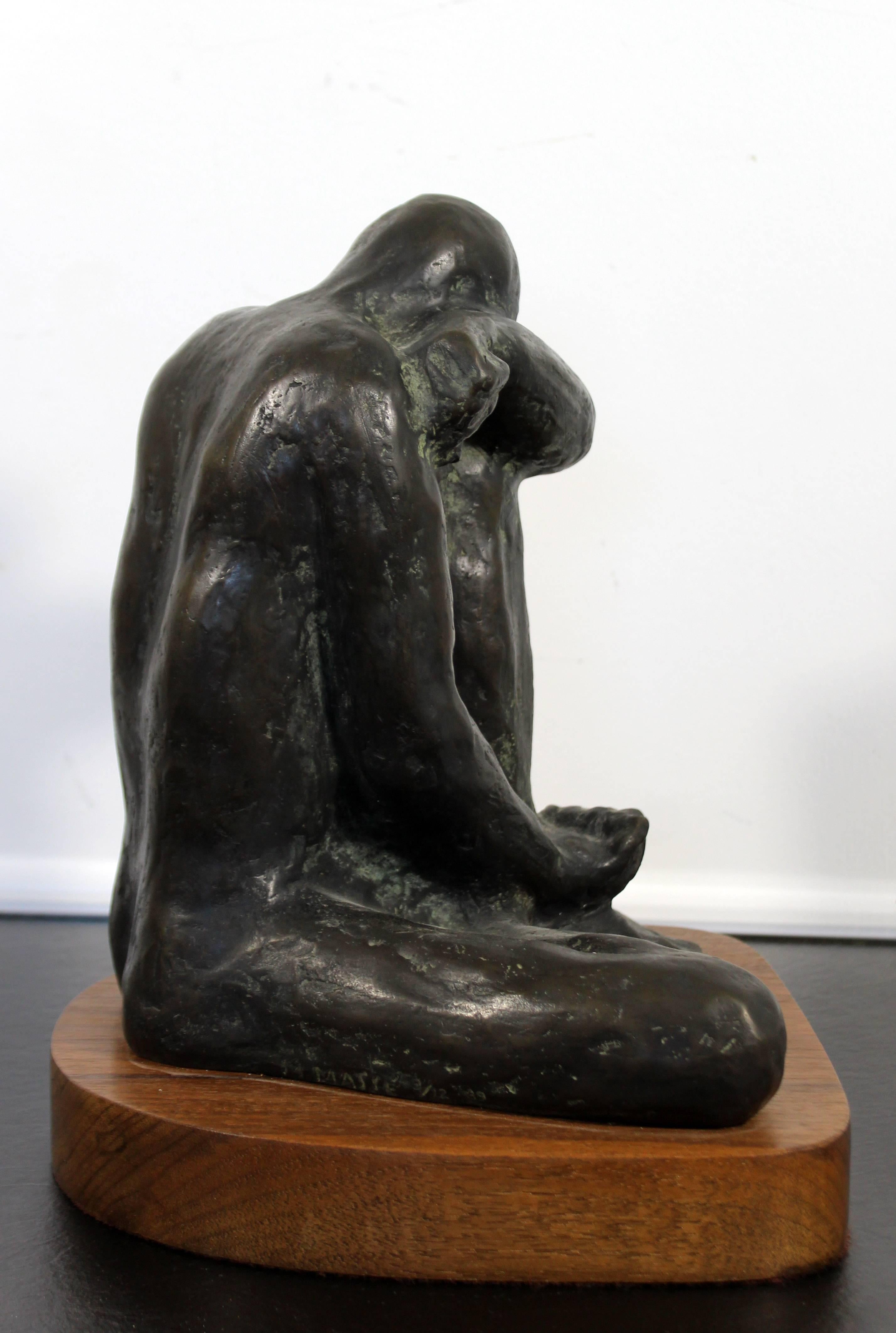 American Despair Bronze Figurative Table Sculpture by Charles Masse 3/12, 1989