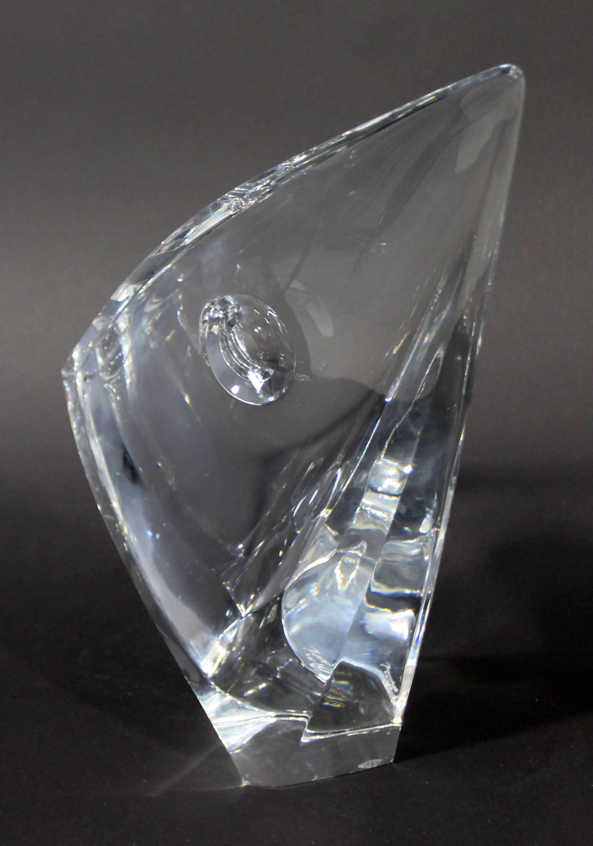 Late 20th Century Contemporary Rare 1980s Baccarat Crystal Voile Sail by Robert Rigot, France