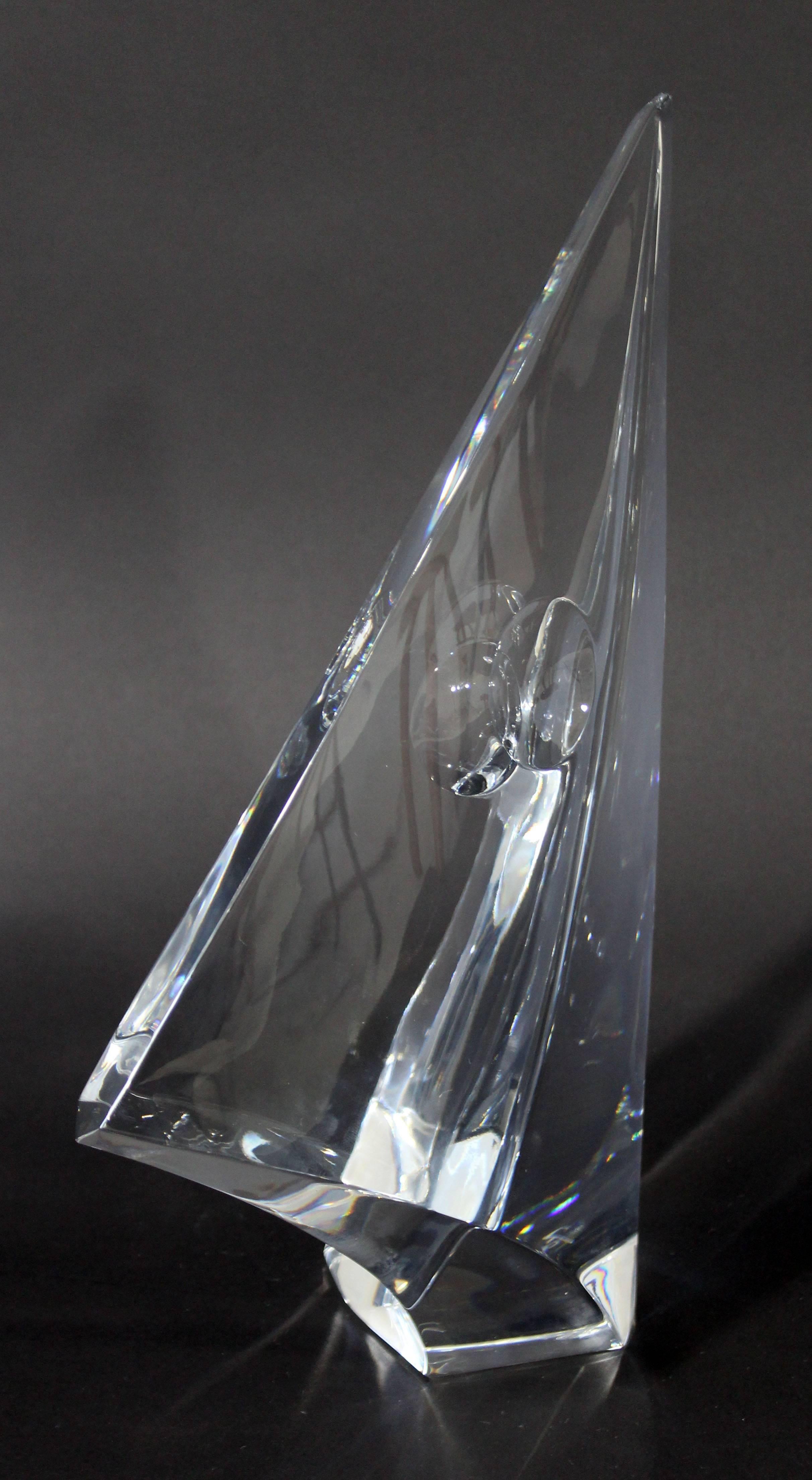 Modern Contemporary Rare 1980s Baccarat Crystal Voile Sail by Robert Rigot, France