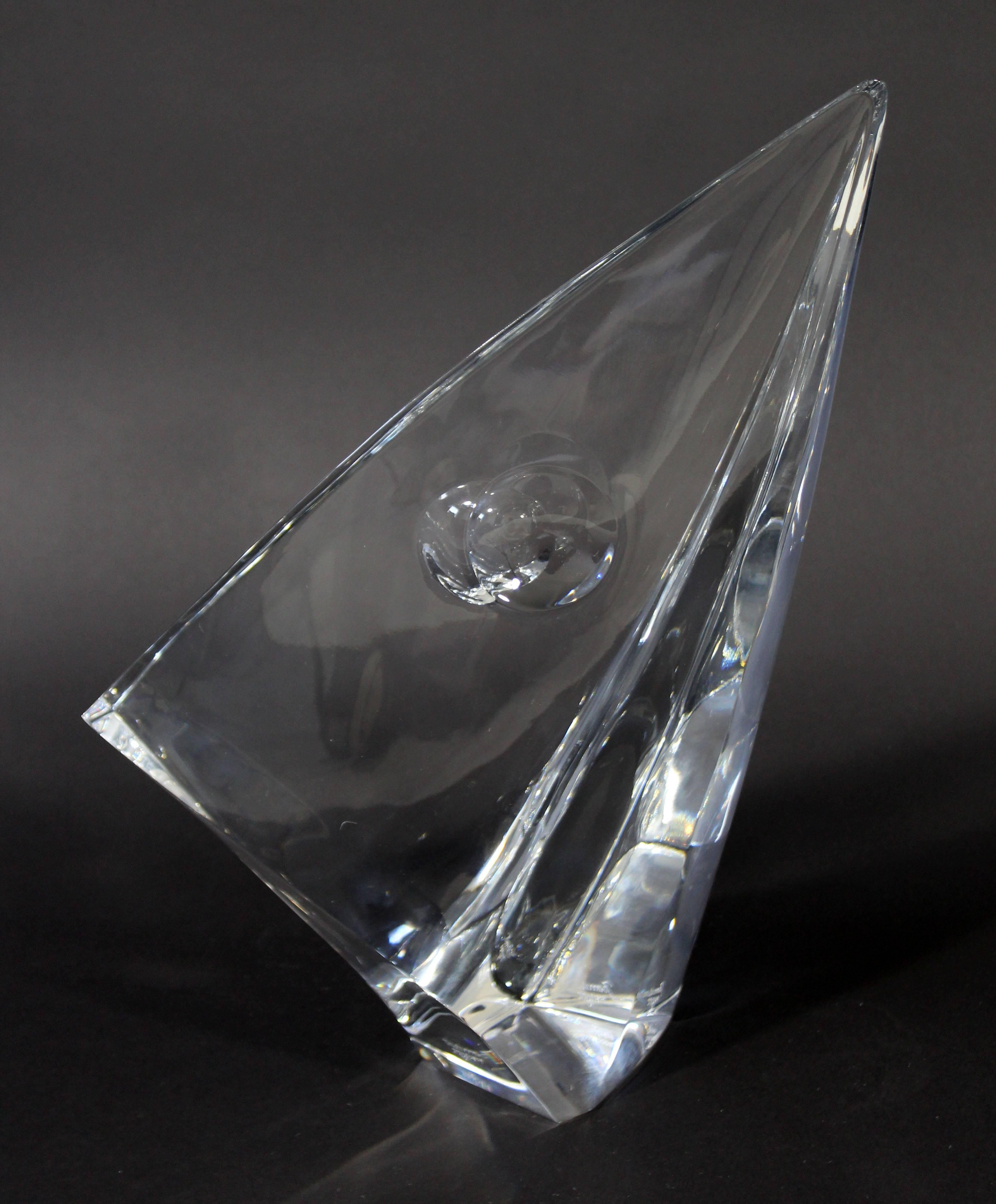 French Contemporary Rare 1980s Baccarat Crystal Voile Sail by Robert Rigot, France