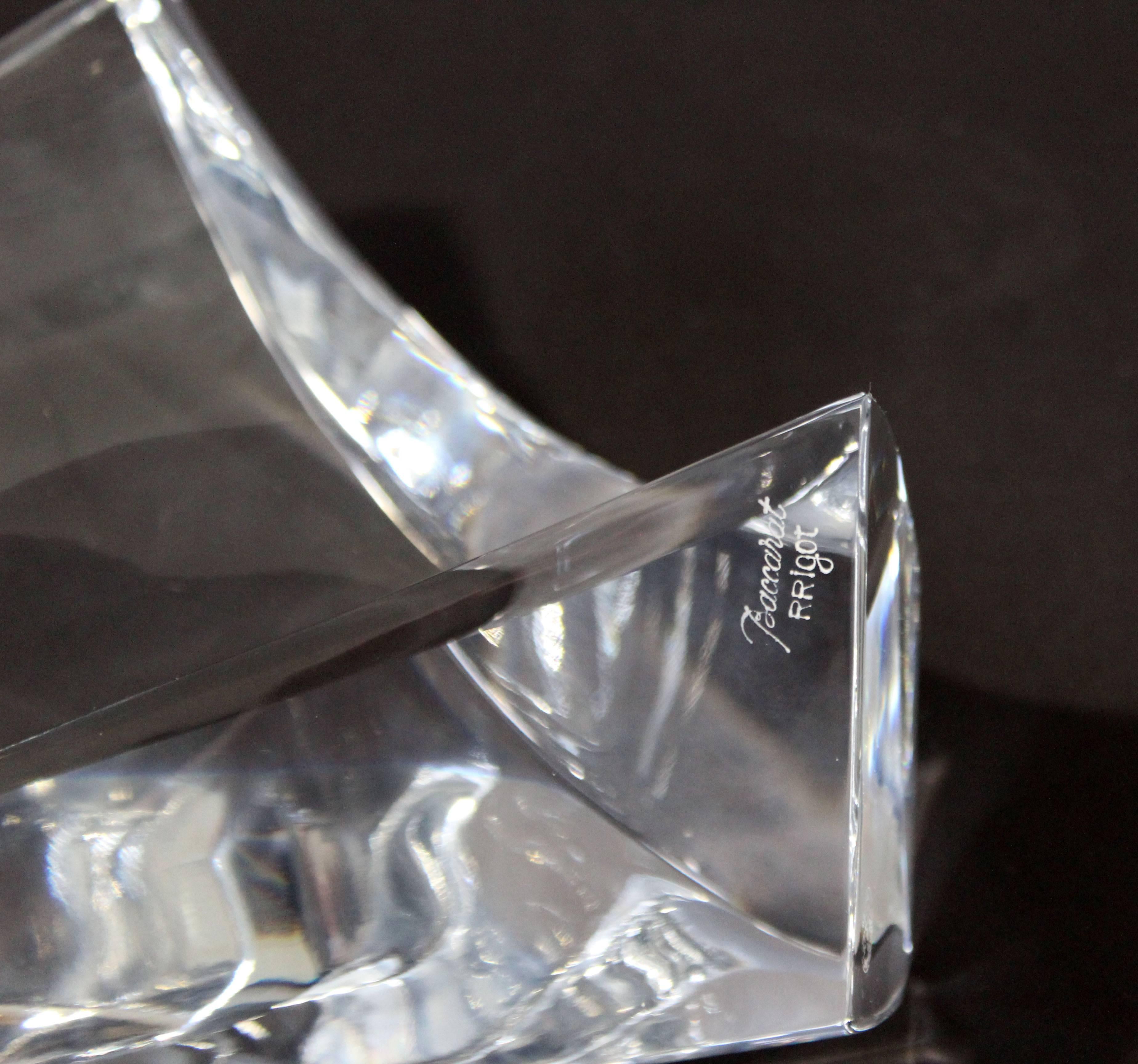 Voile de voile contemporaine rare en cristal de Baccarat des années 1980 par Robert Rigot, France 2