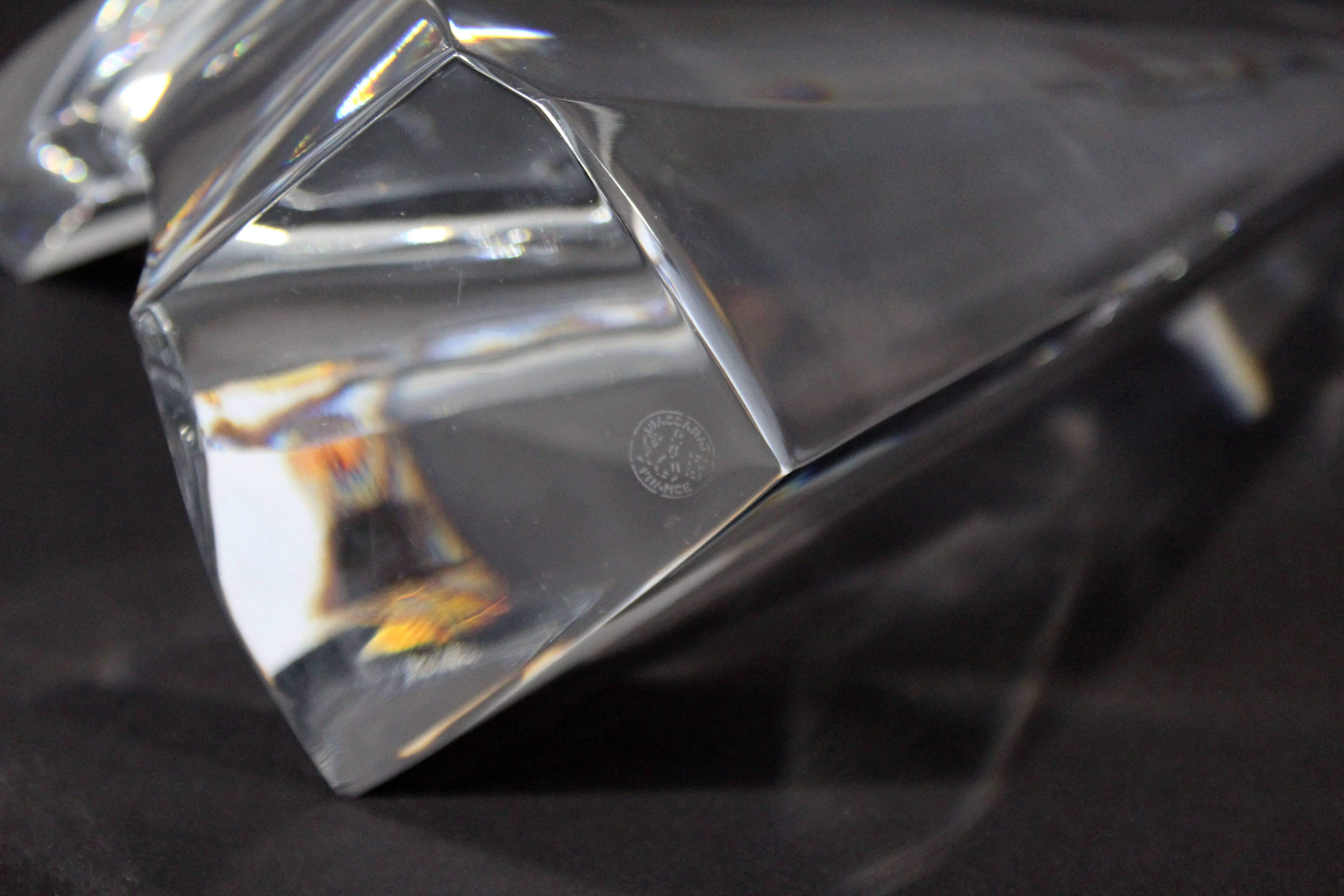 Voile de voile contemporaine rare en cristal de Baccarat des années 1980 par Robert Rigot, France 3
