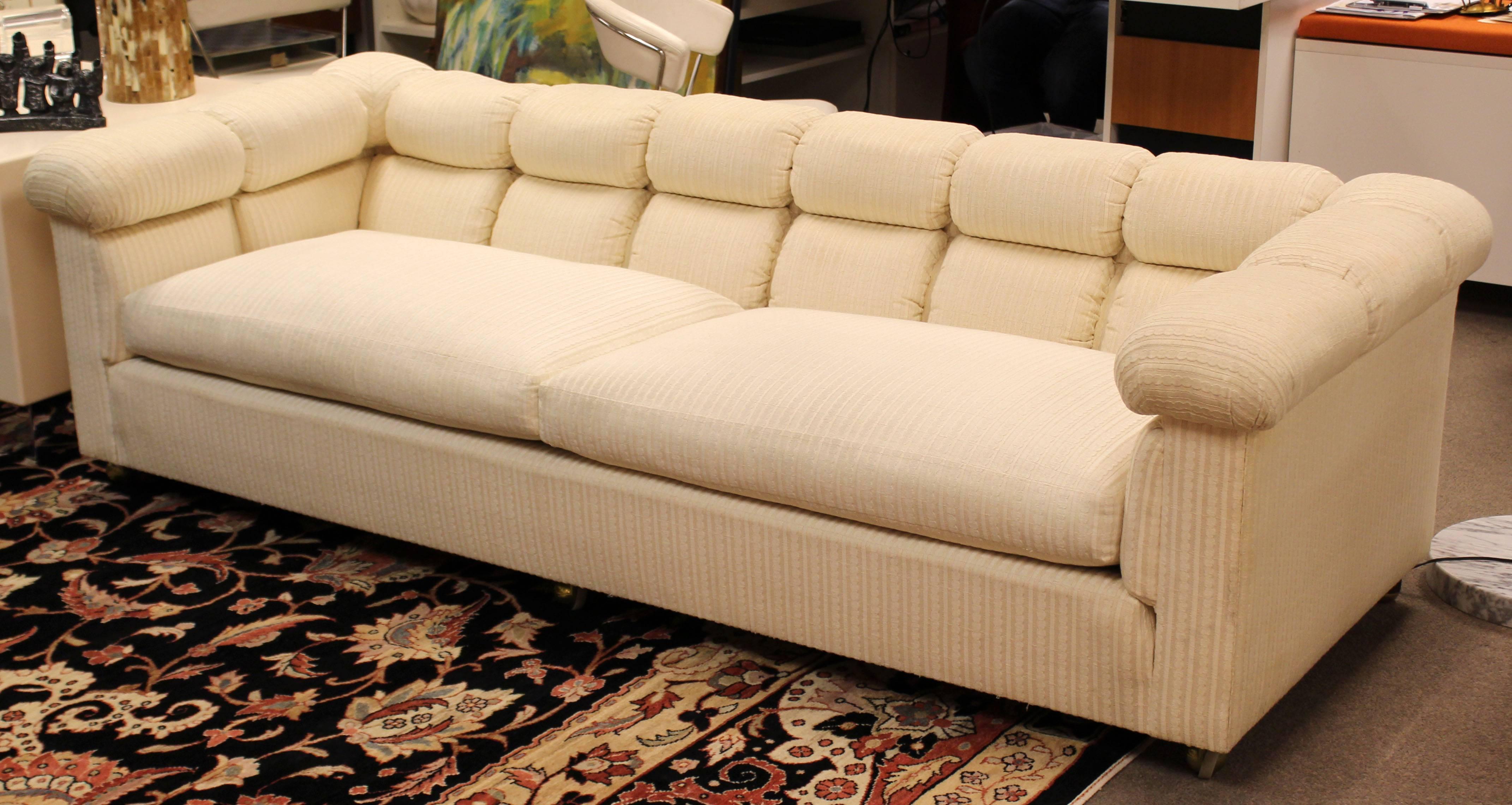 Mid-Century Modern Party Tufted X-Long Sofa Wormley for Dunbar Style, 1950s In Good Condition In Keego Harbor, MI