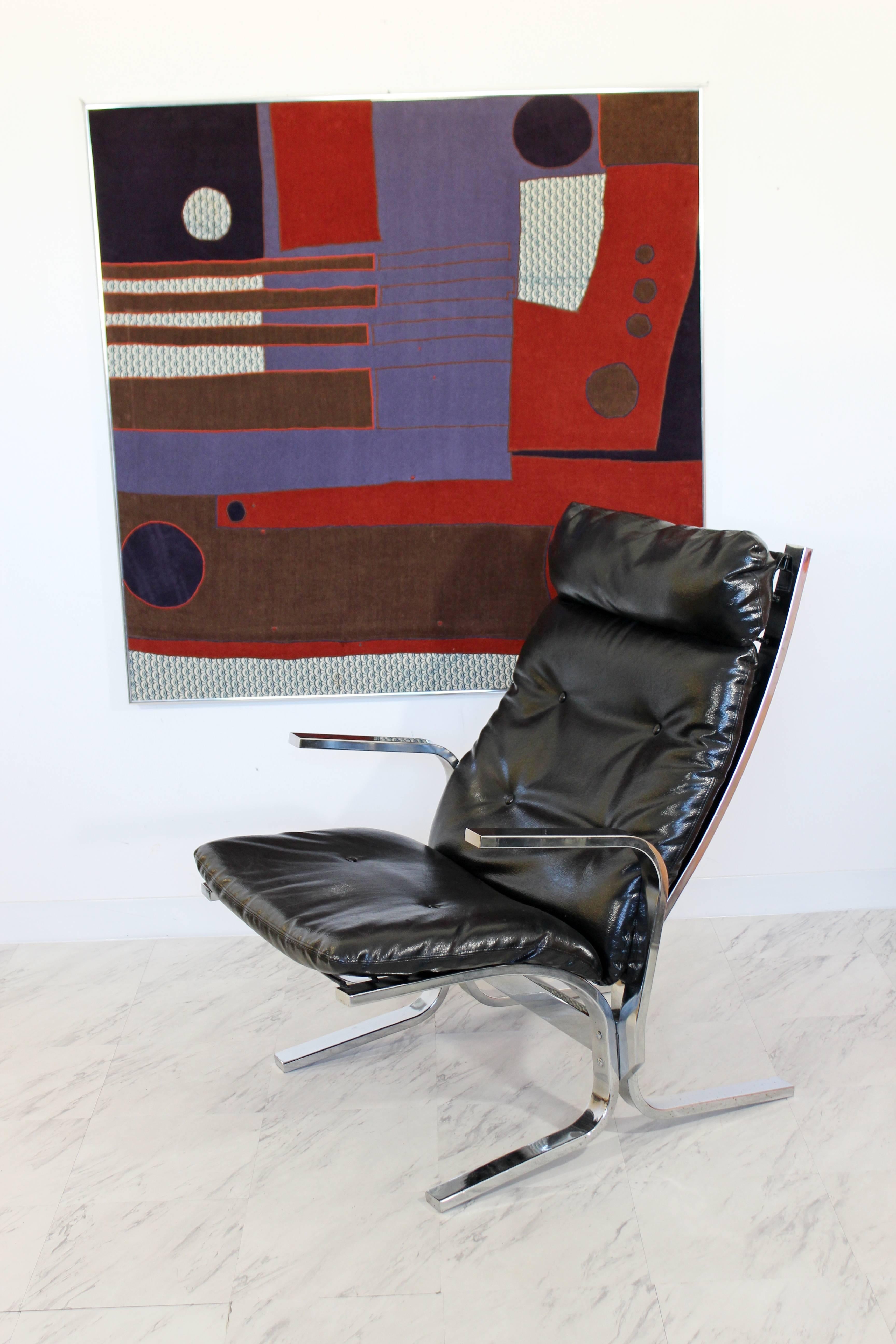 Norwegian Mid-Century Modern Ingmar Relling Westnofa Style Chrome Wave Lounge Chair