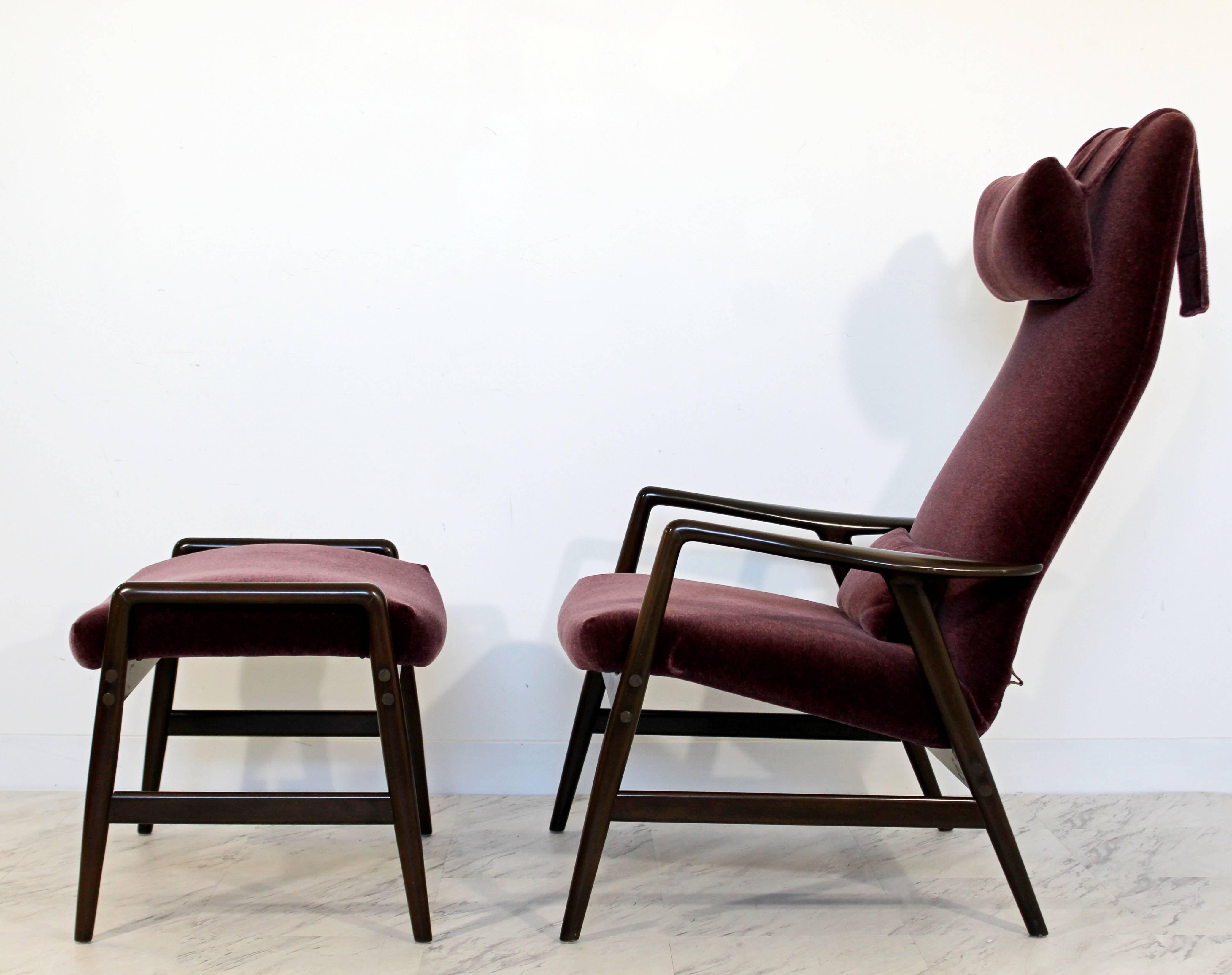 Swedish Mid-Century Modern DUX High Back Reclining Lounge Chair & Ottoman, Sweden, 1960s