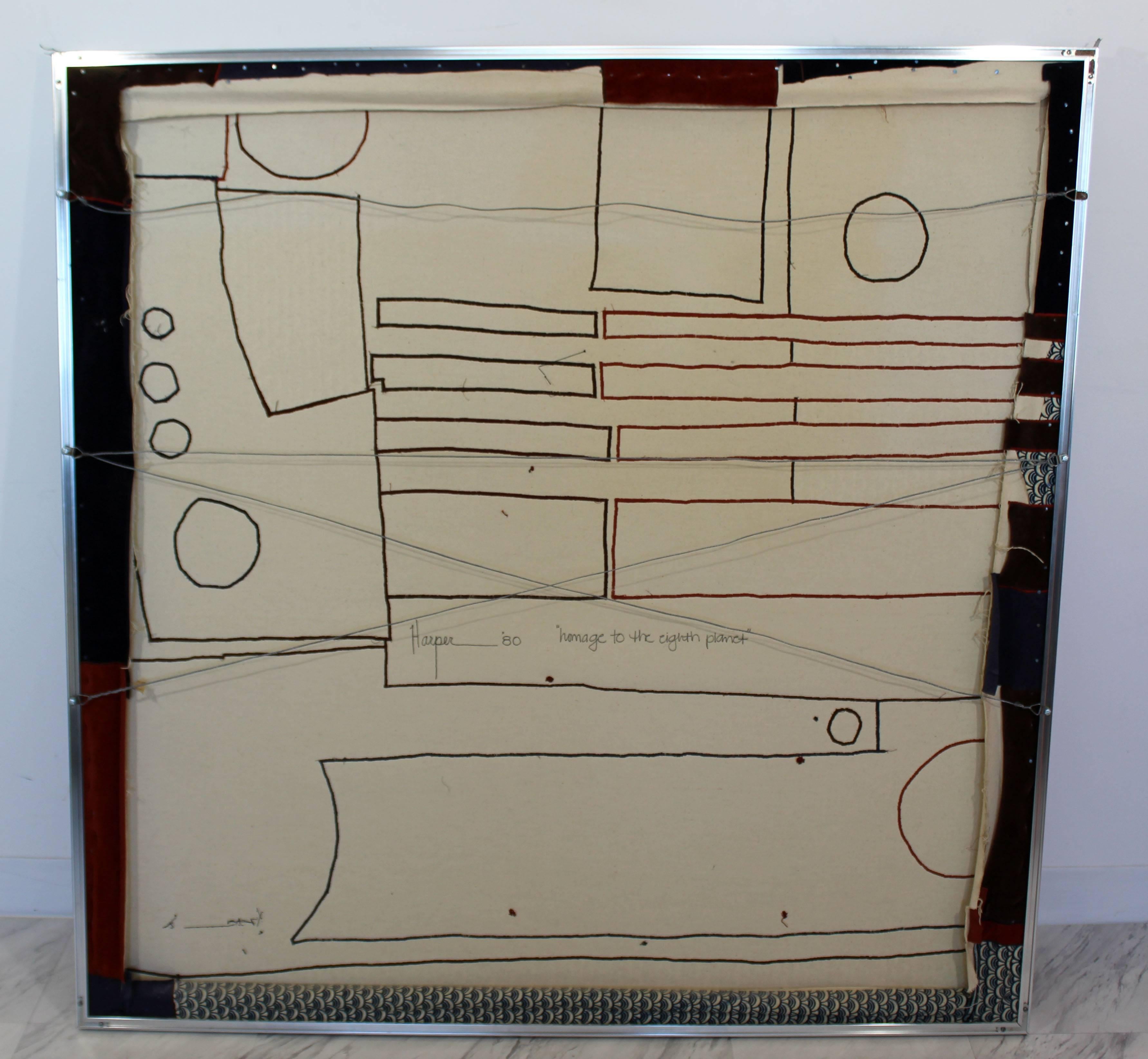Contemporary Framed Textile Fiber Abstract Mixed-Media Art Signed Harper, 1980 3