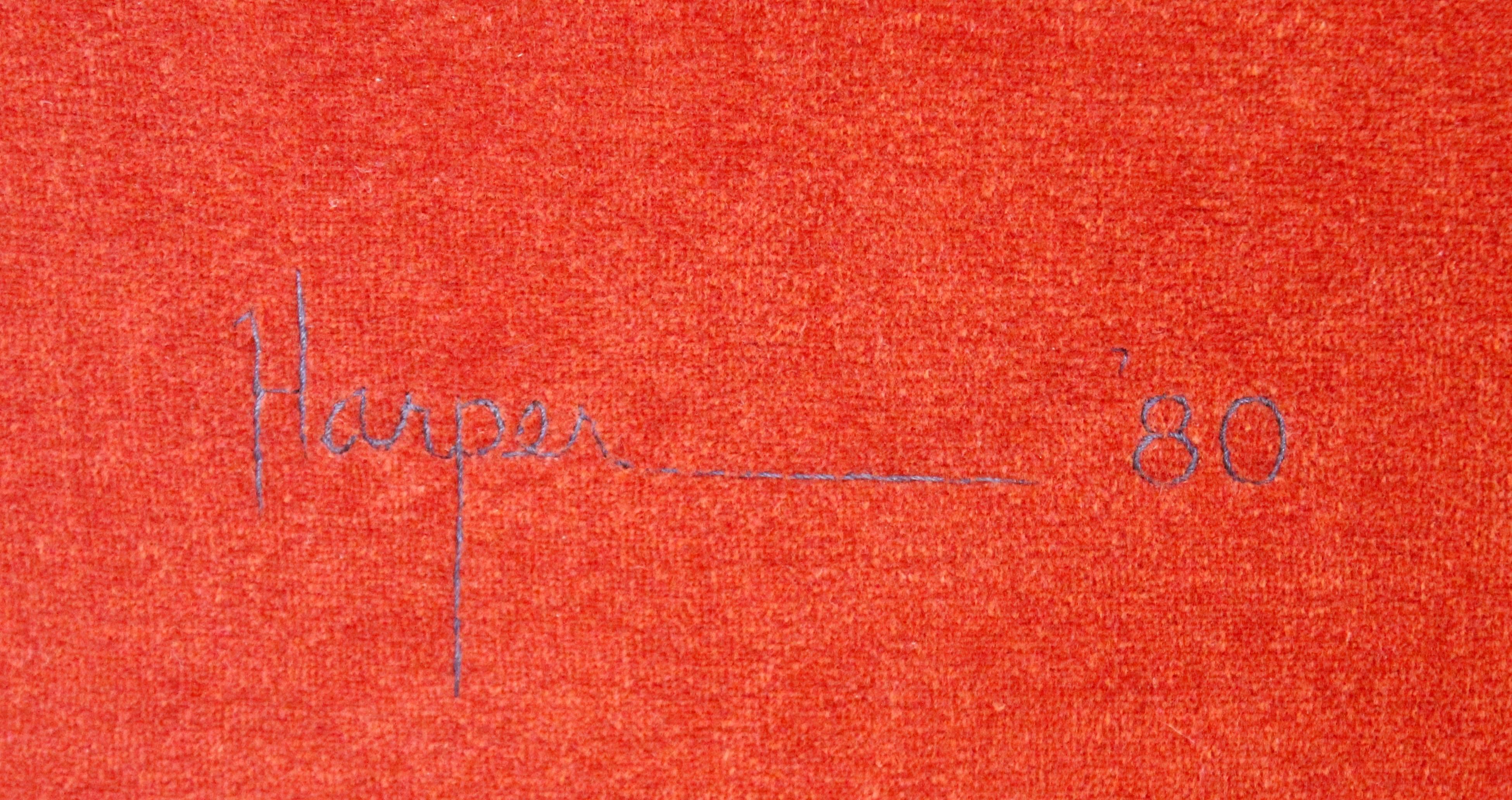 Contemporary Framed Textile Fiber Abstract Mixed-Media Art Signed Harper, 1980 2