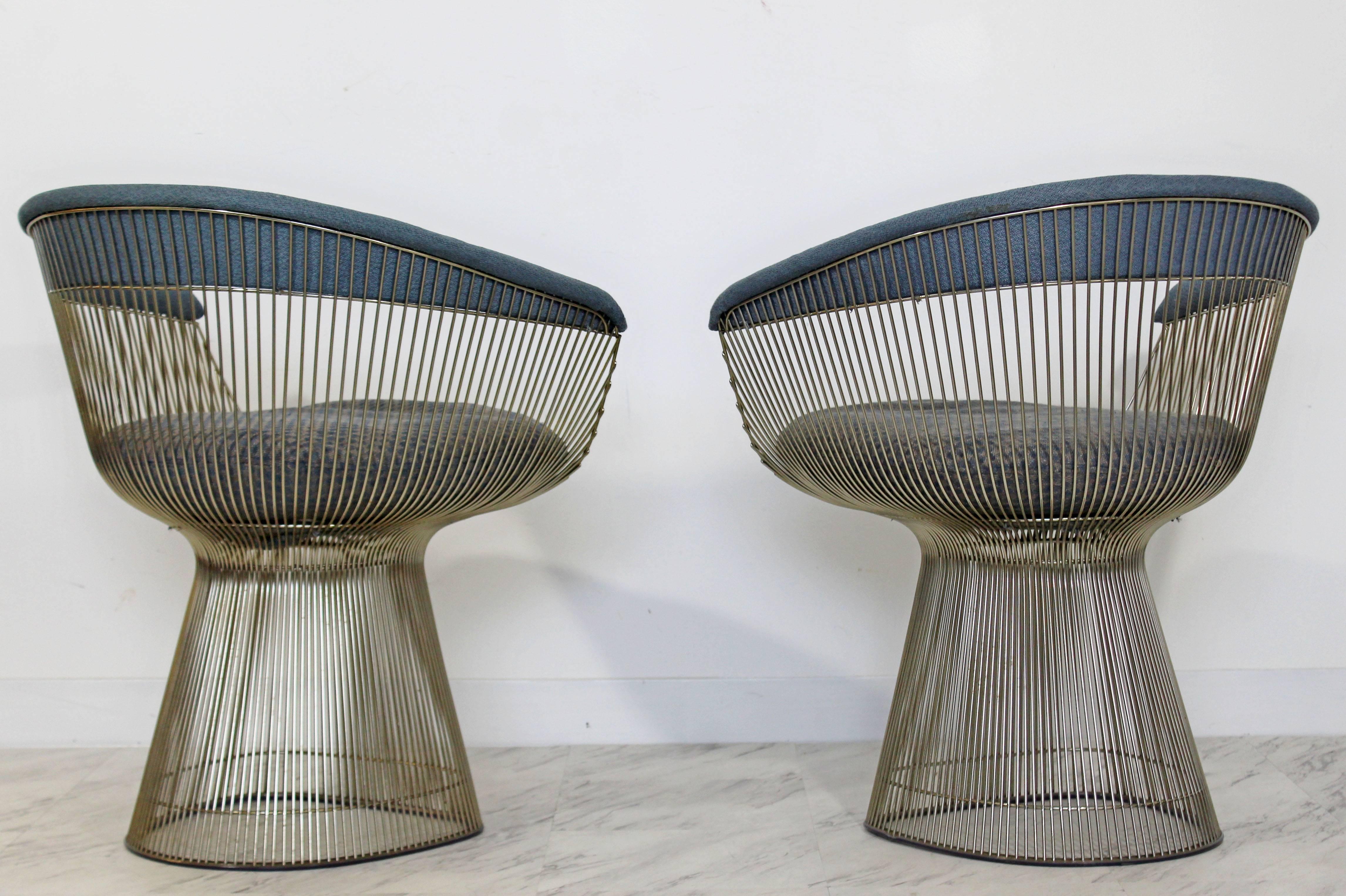 Mid-20th Century Mid-Century Modern Pair of Stainless Steel Warren Platner Wire Armchairs, 1960s