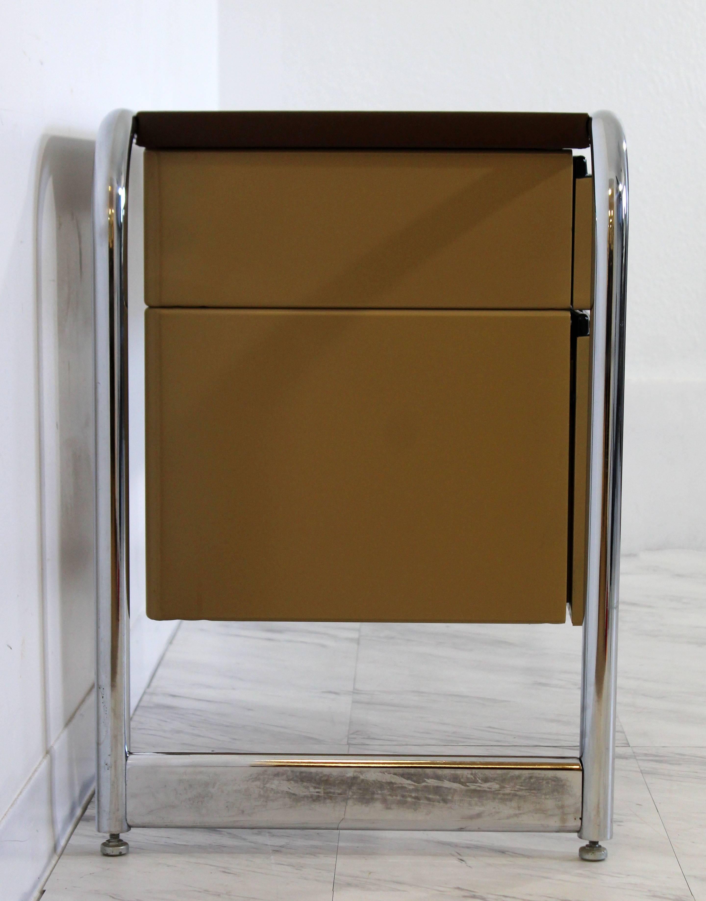 Canadian Mid-Century Modern Tubular Chrome Brown Leather Top Desk by Sunar Hauserman