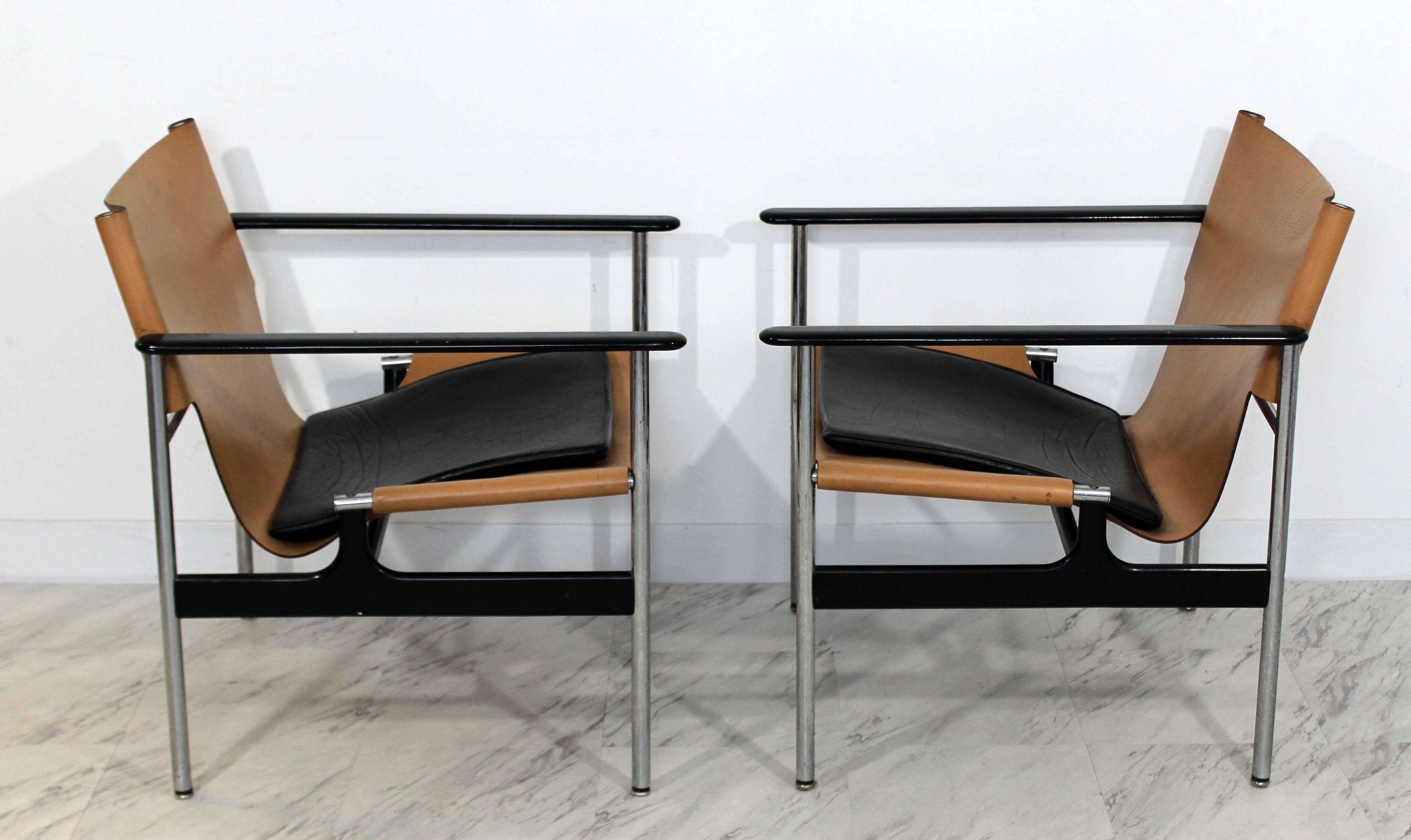 Mid-Century Modern Pair of Charles Pollock for Knoll #657 Chrome Armchairs In Good Condition In Keego Harbor, MI