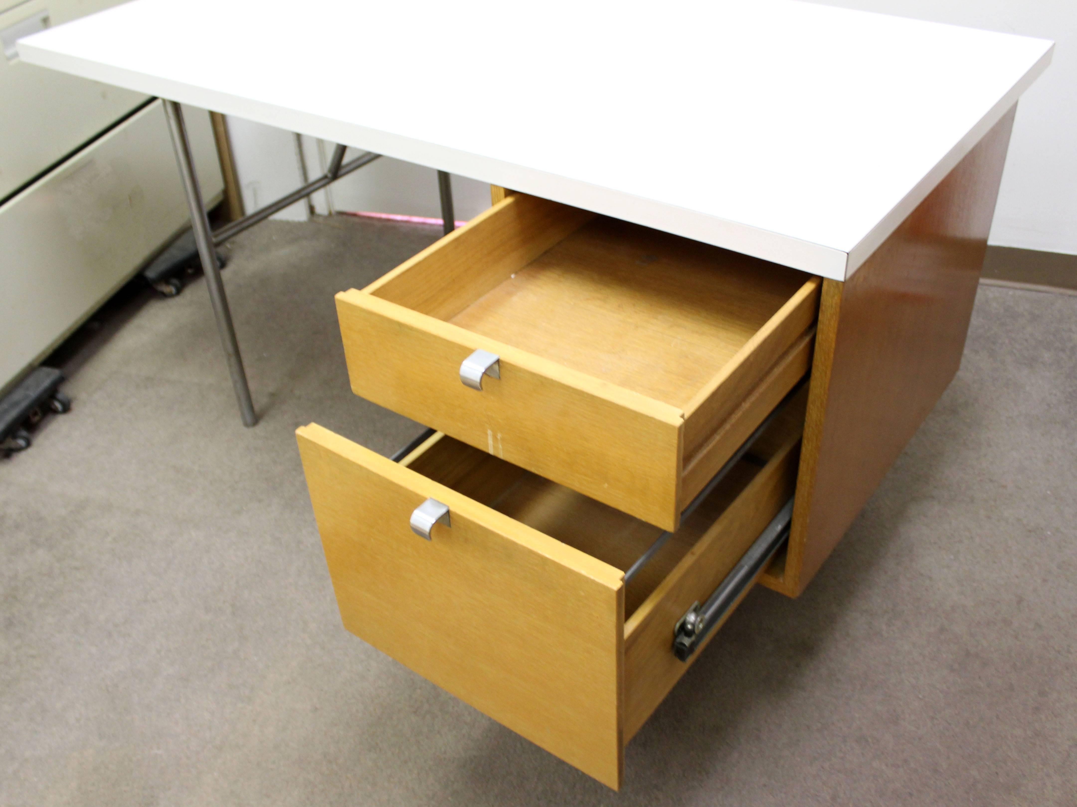 Mid-20th Century Mid-Century Modern Wood and Steel Two-Drawer Desk George Nelson Herman Miller