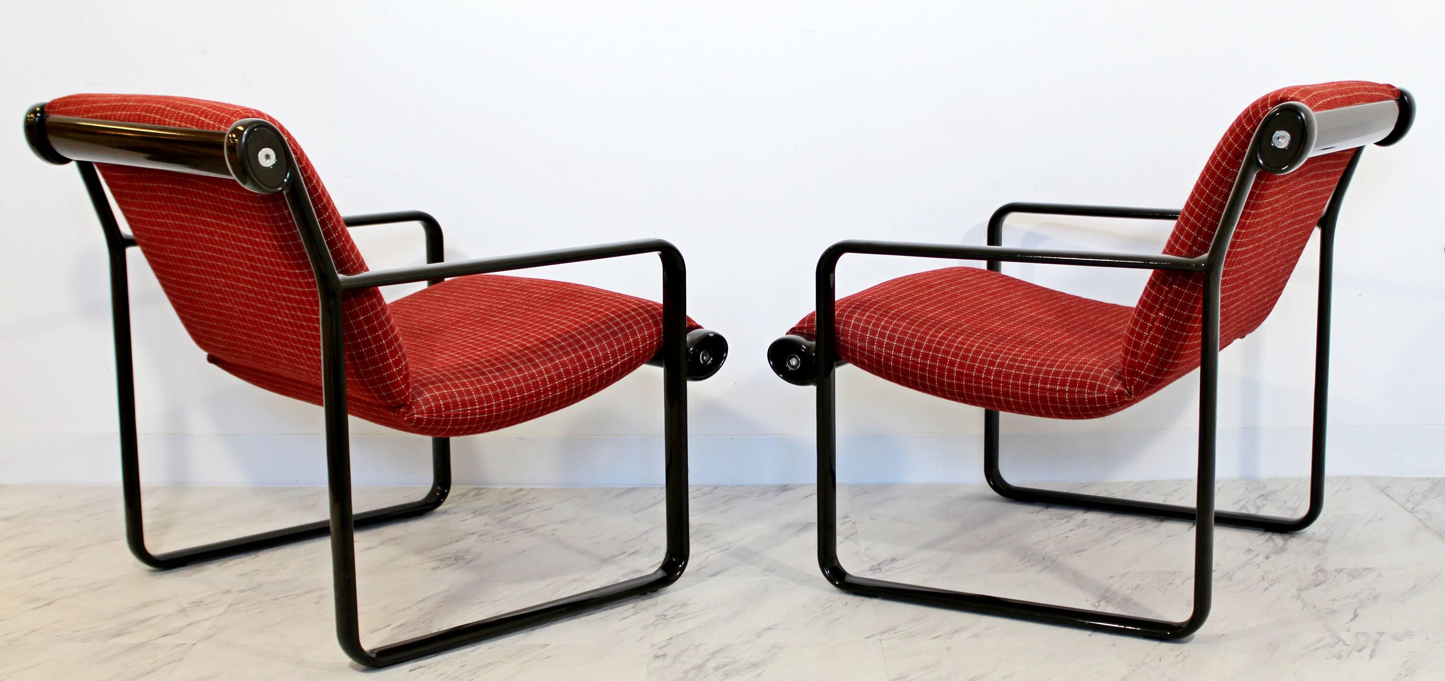 Mid-Century Modern Pair of Sling Lounge Armchairs Hannah & Morrison Knoll, 1970s 2