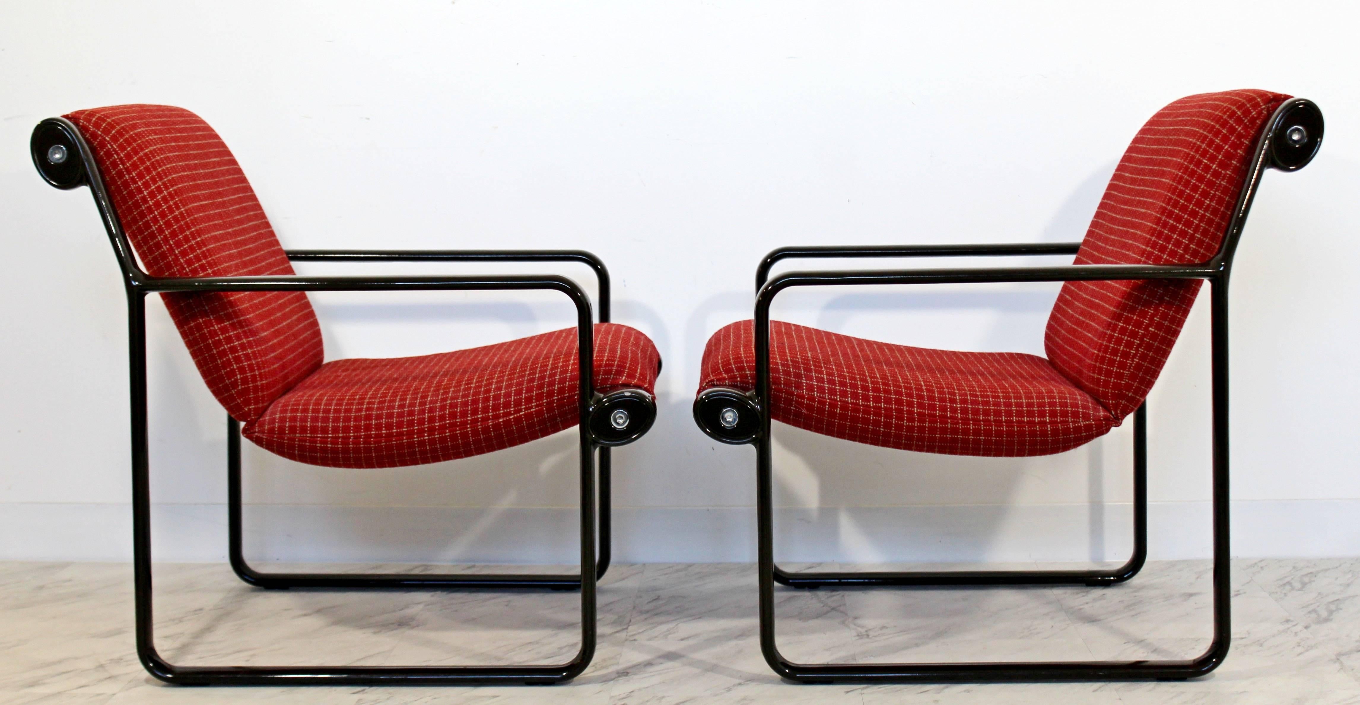 Mid-Century Modern Pair of Sling Lounge Armchairs Hannah & Morrison Knoll, 1970s In Good Condition In Keego Harbor, MI