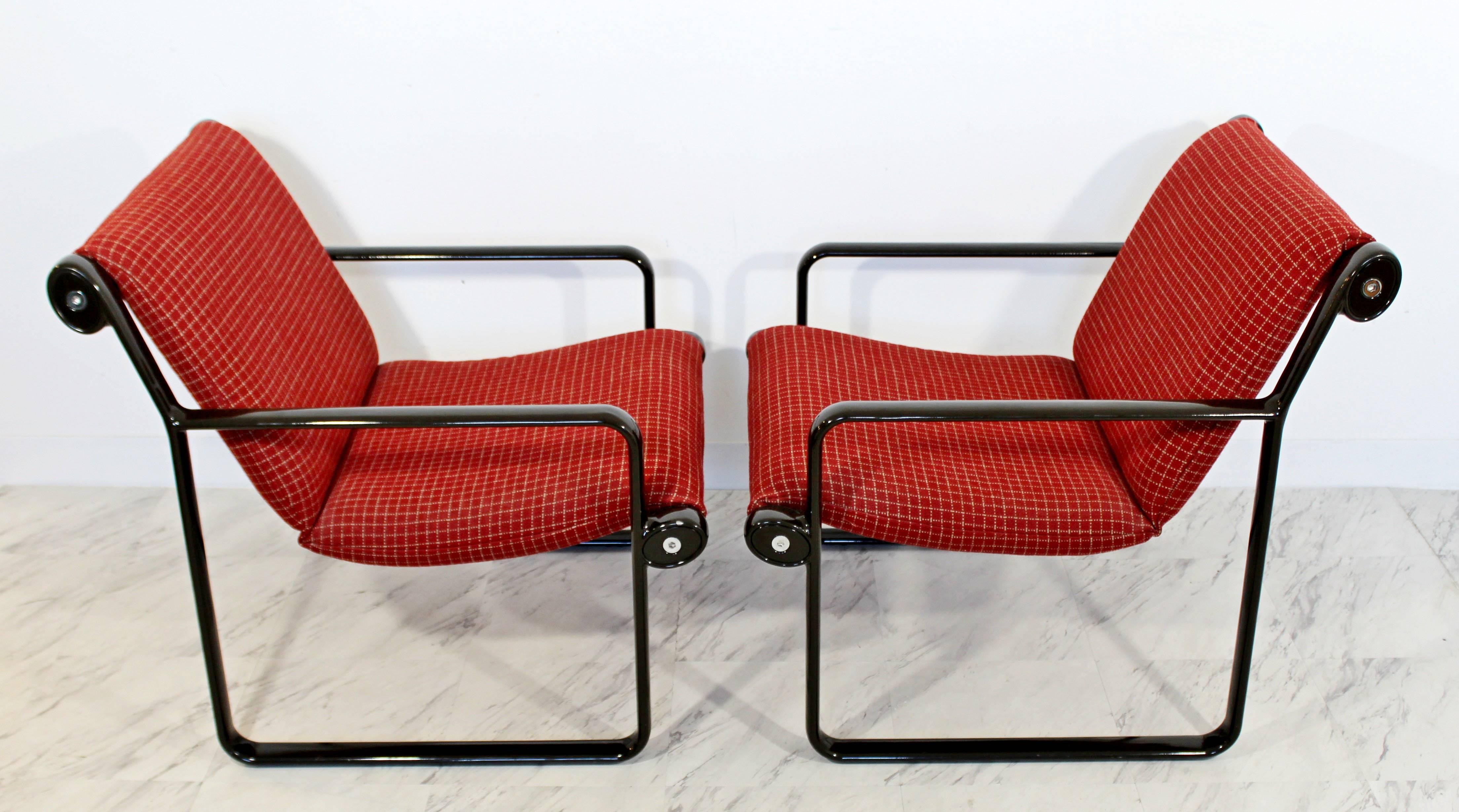 Late 20th Century Mid-Century Modern Pair of Sling Lounge Armchairs Hannah & Morrison Knoll, 1970s