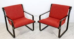 Mid-Century Modern Pair of Sling Lounge Armchairs Hannah & Morrison Knoll, 1970s
