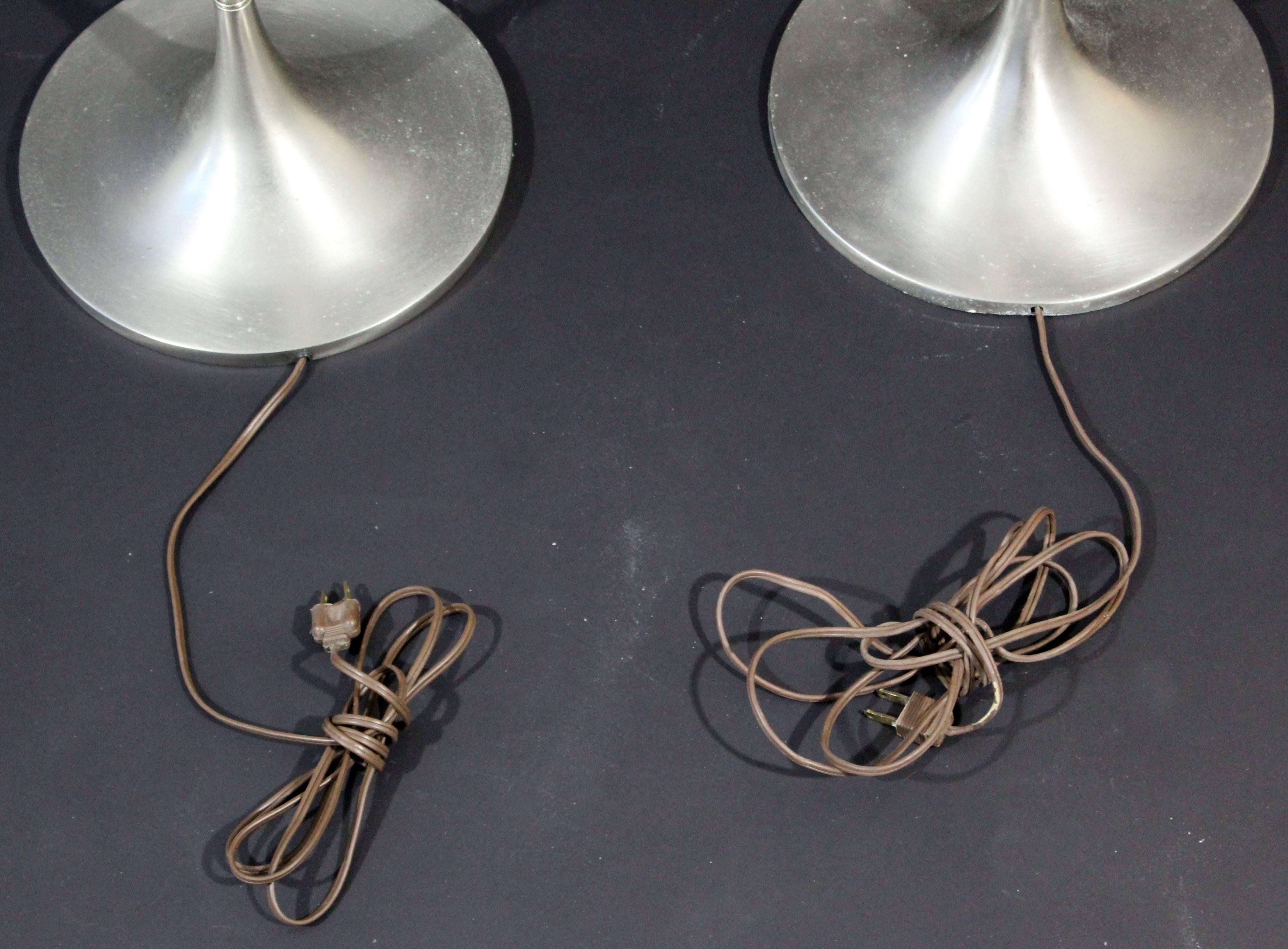 Mid-Century Modern Metal & White Glass Pair of Laurel Mushroom Floor Lamps 1960s 1