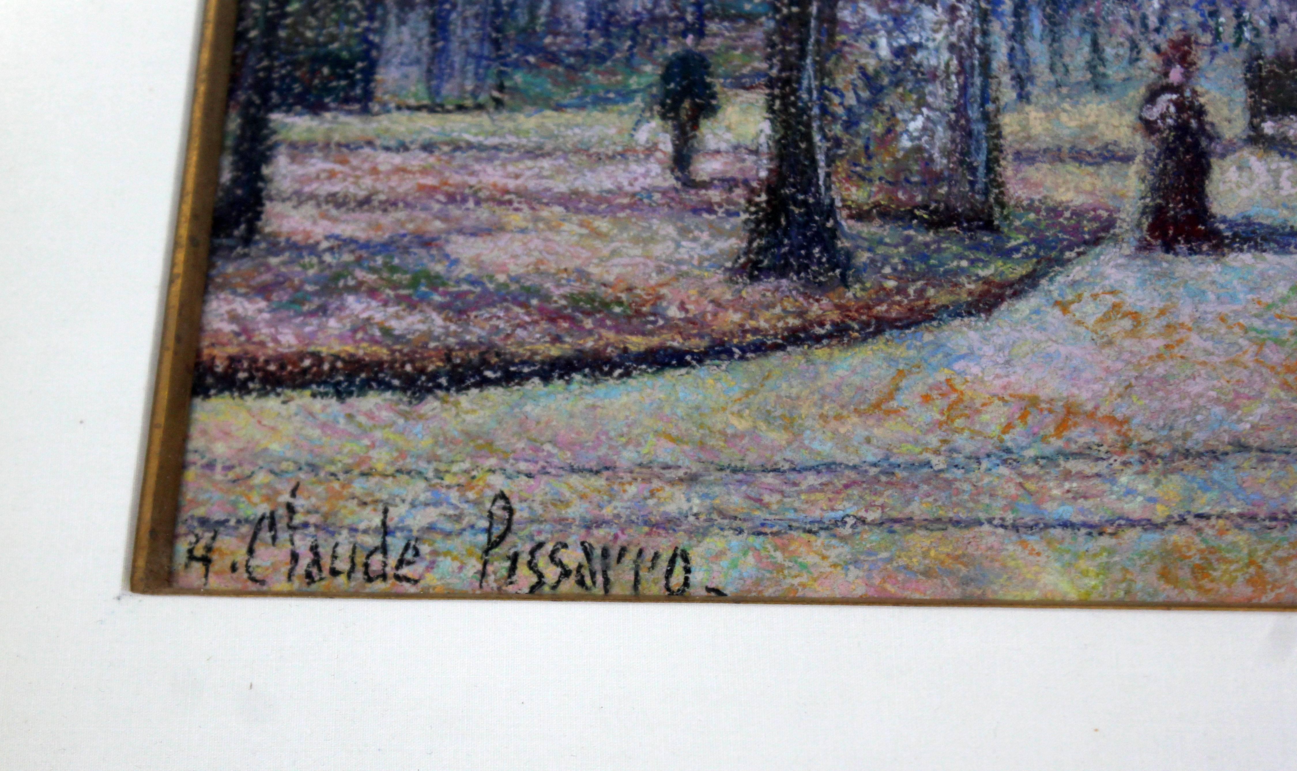 Late 20th Century Art Deco Framed H. Claude Pissarro Signed Pastel in Pointallism Original
