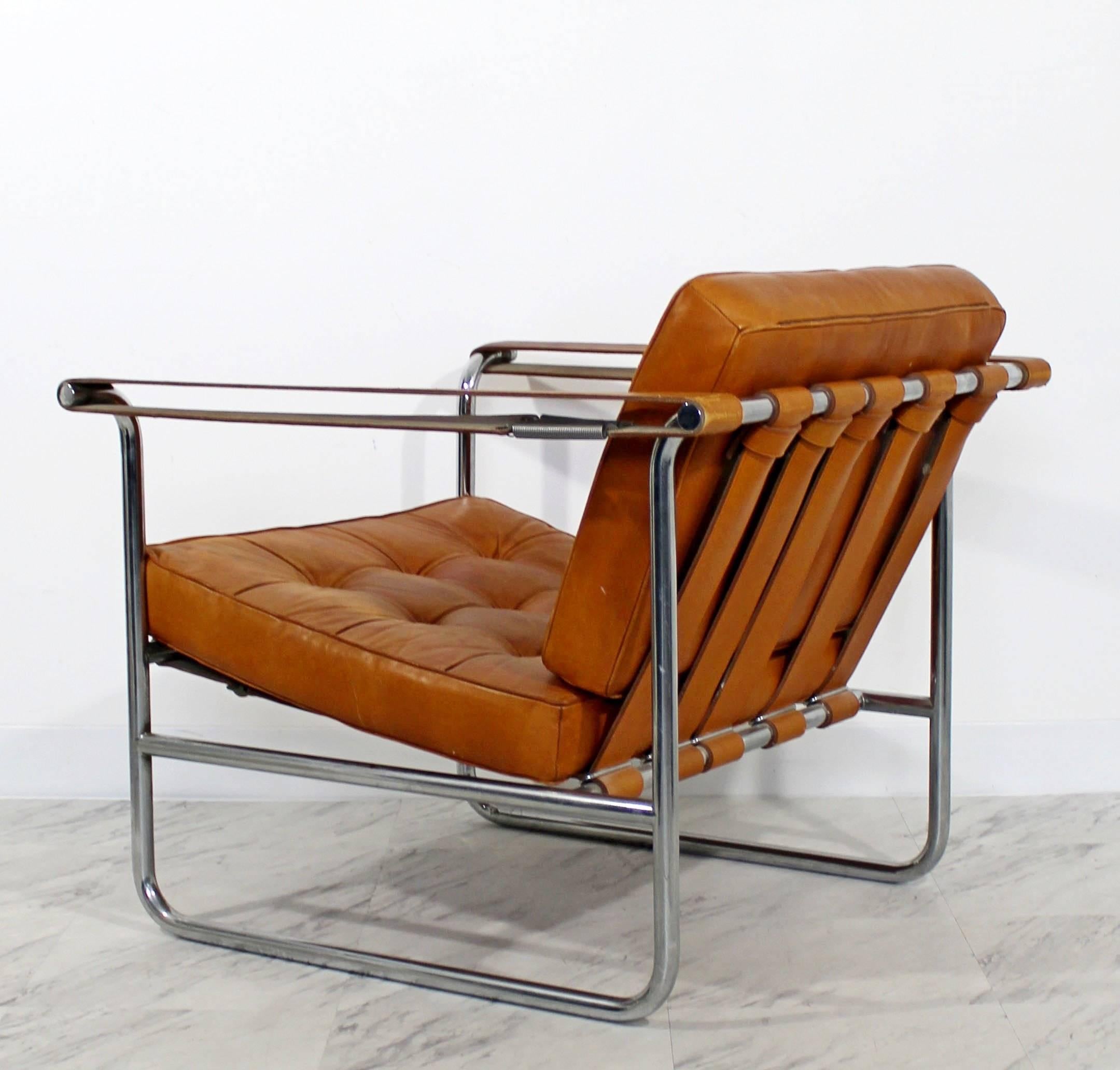Mid-Century Modern Hans Eichenberger De Sede Stendig Leather Chrome Chair 1970s In Good Condition In Keego Harbor, MI