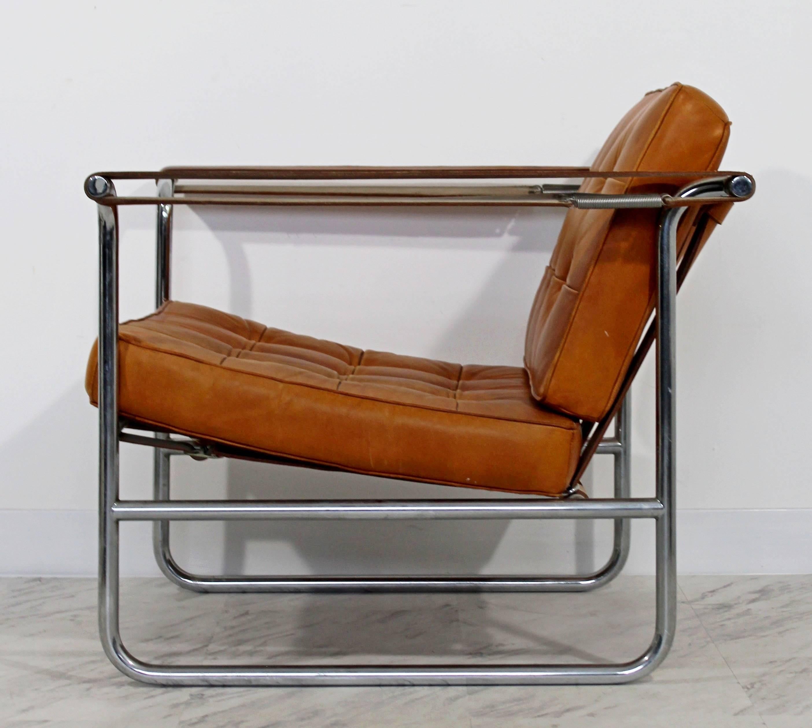 Swiss Mid-Century Modern Hans Eichenberger De Sede Stendig Leather Chrome Chair 1970s