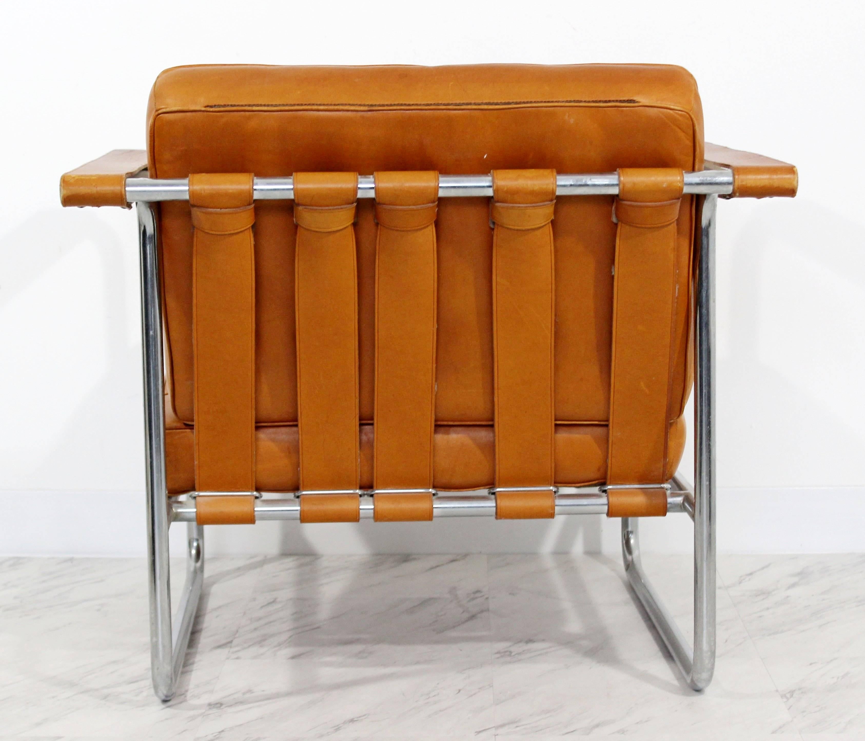 Late 20th Century Mid-Century Modern Hans Eichenberger De Sede Stendig Leather Chrome Chair 1970s