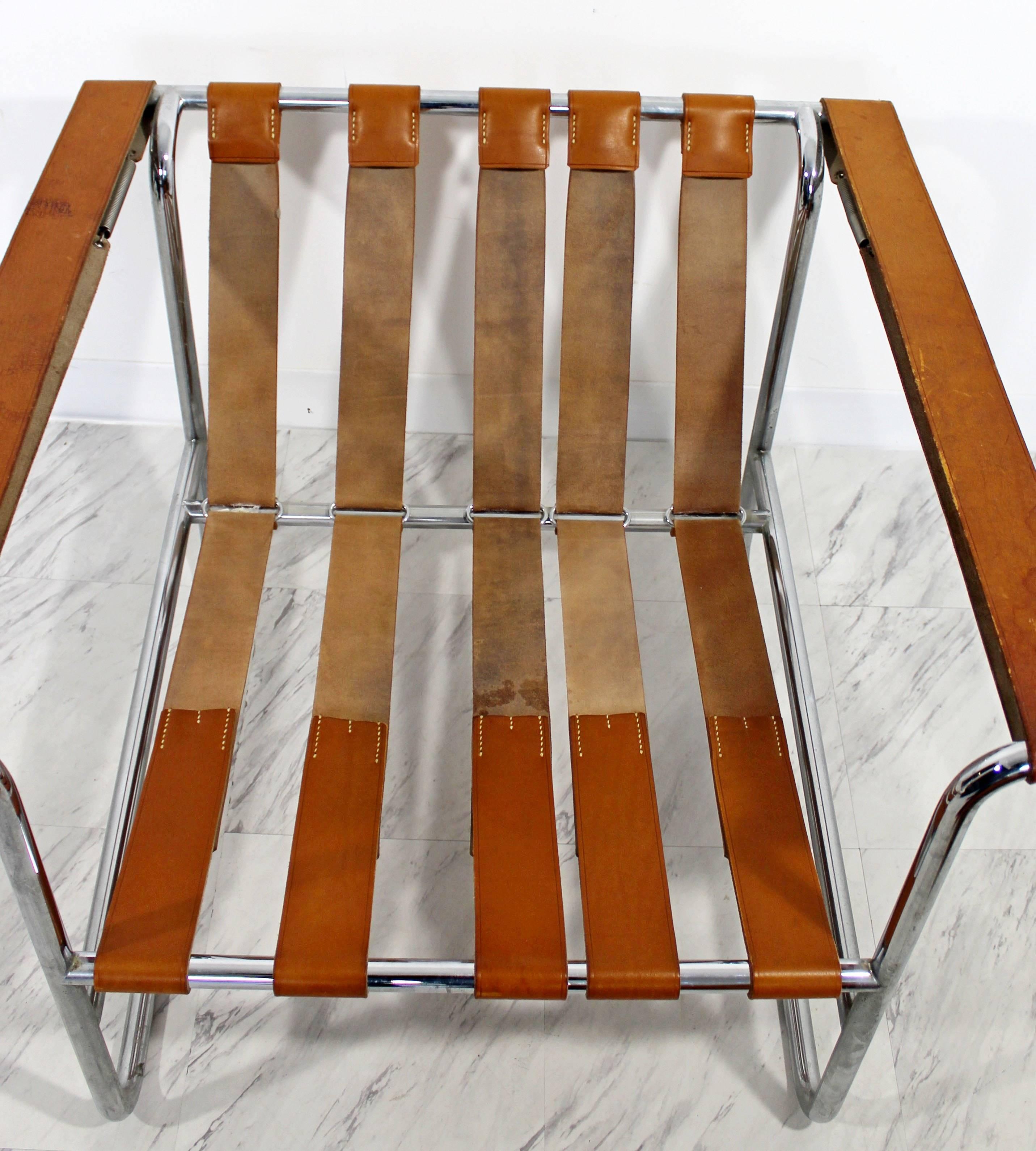 Mid-Century Modern Hans Eichenberger De Sede Stendig Leather Chrome Chair 1970s 3