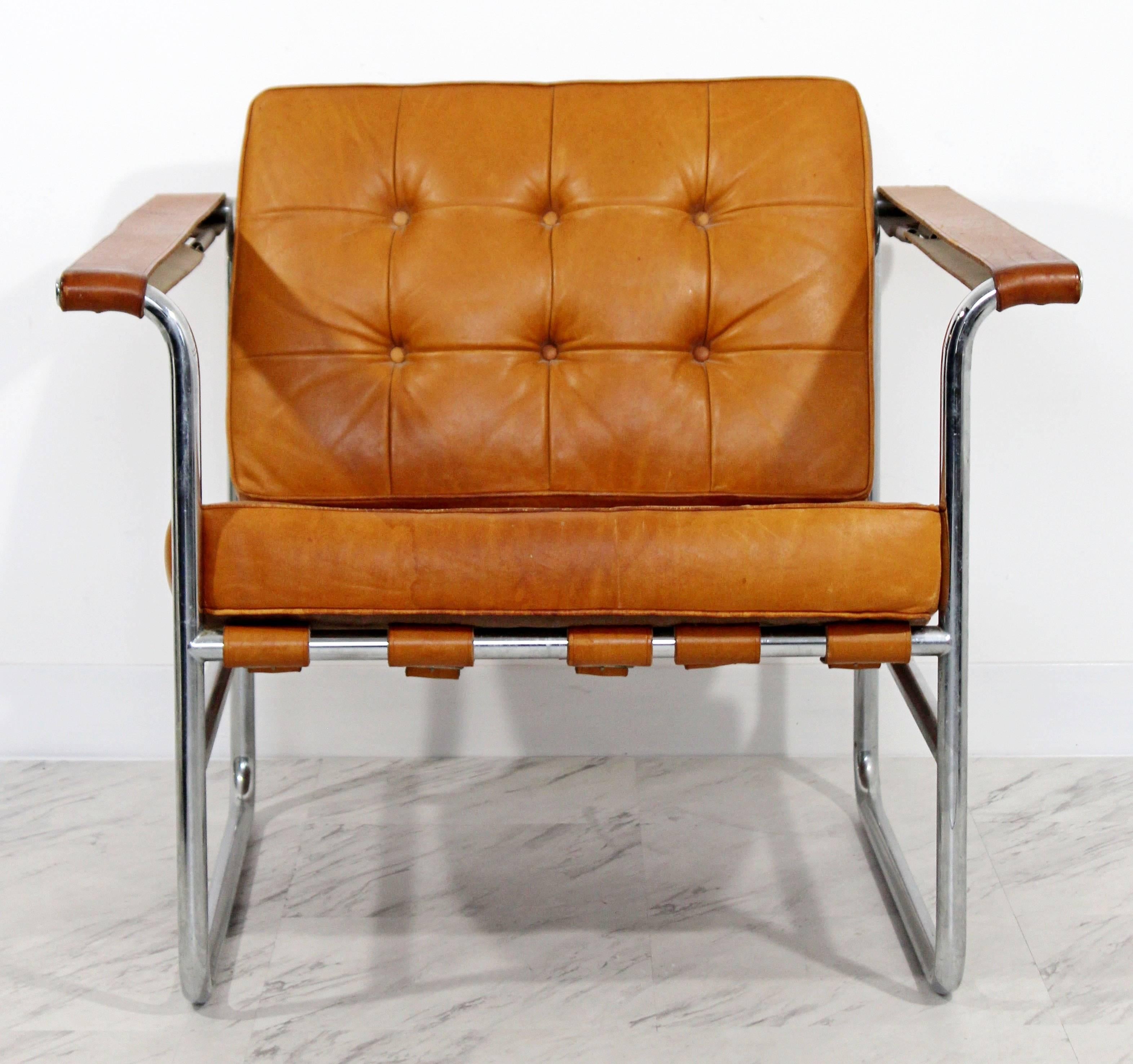 Mid-Century Modern Hans Eichenberger De Sede Stendig Leather Chrome Chair 1970s 2
