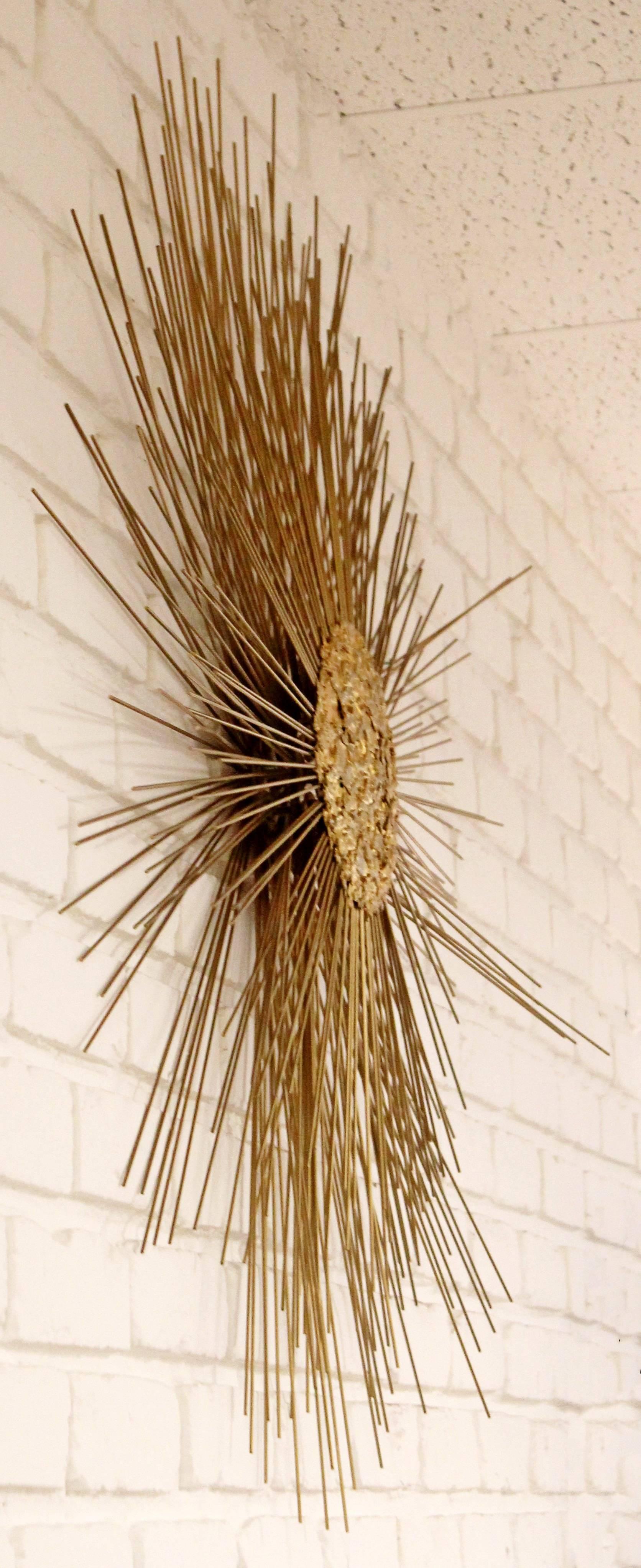 Mid-Century Modern Curtis Jere Brass Starburst Sunburst Hanging Wall Sculpture 1