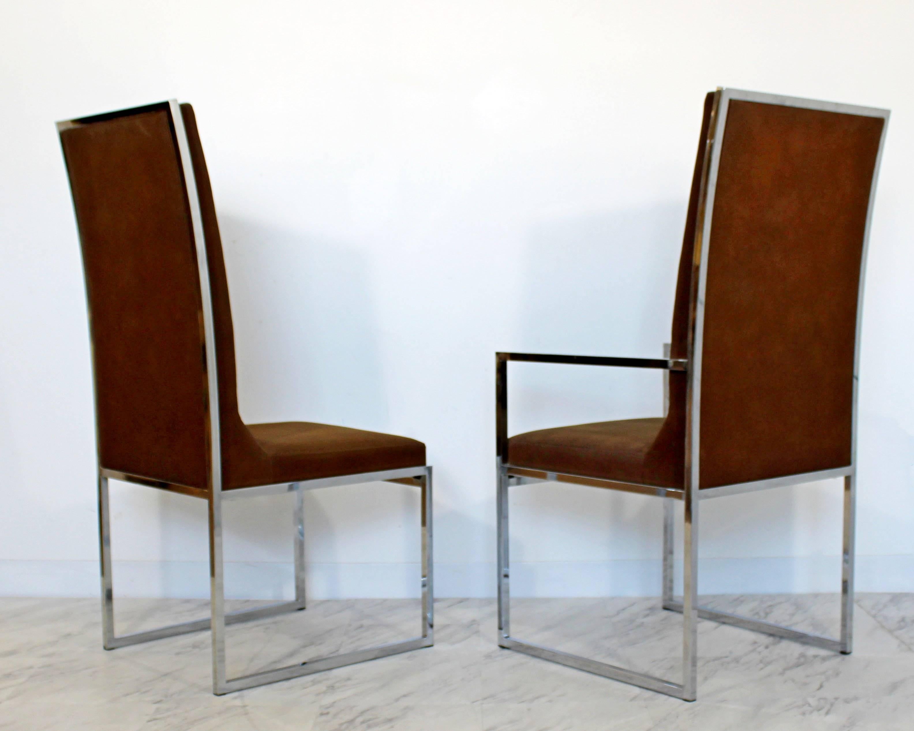 Mid-Century Modern Milo Baughman for DIA Set of Six Chrome Dining Chairs, 1970s 1