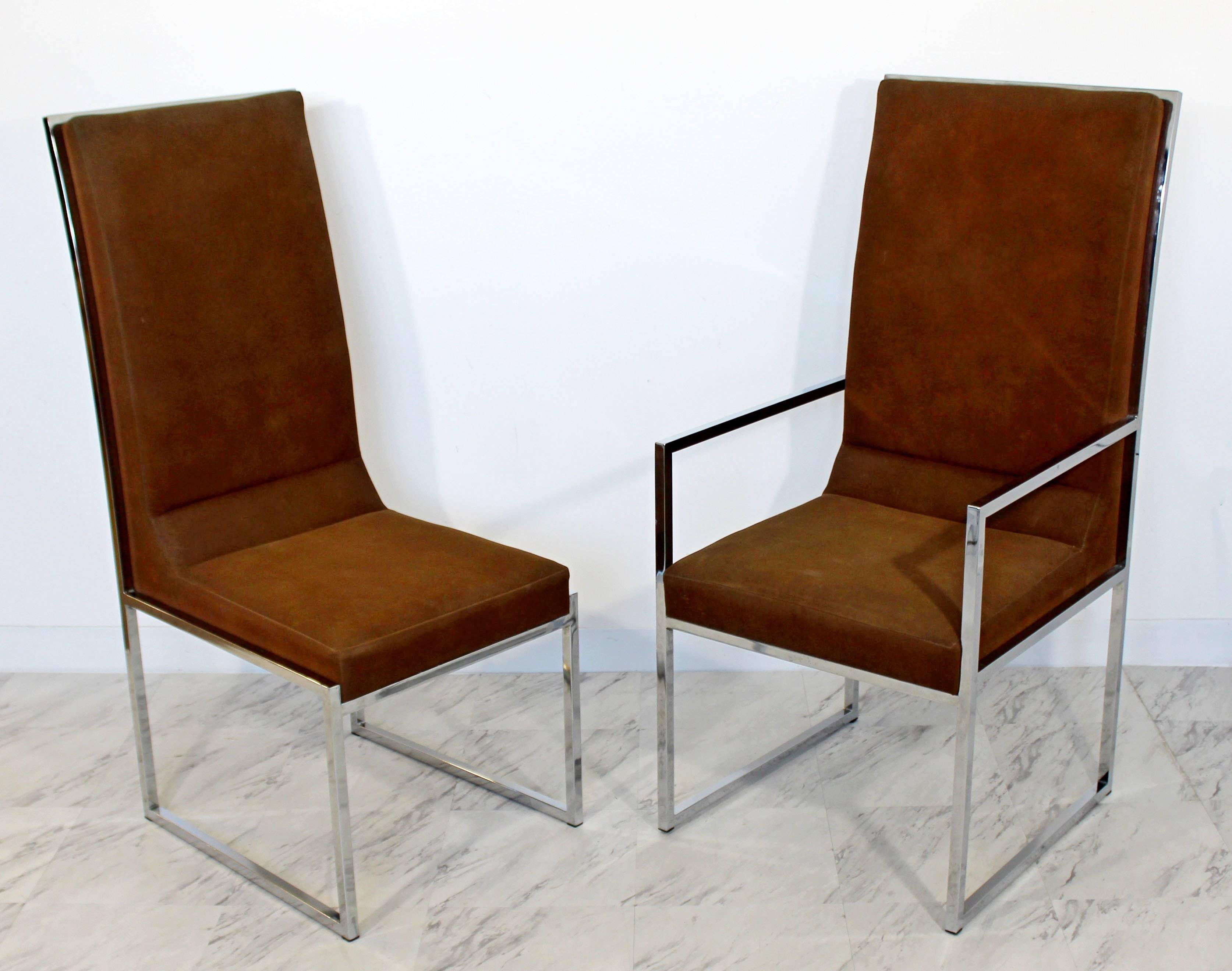 Mid-Century Modern Milo Baughman for DIA Set of Six Chrome Dining Chairs, 1970s In Good Condition In Keego Harbor, MI