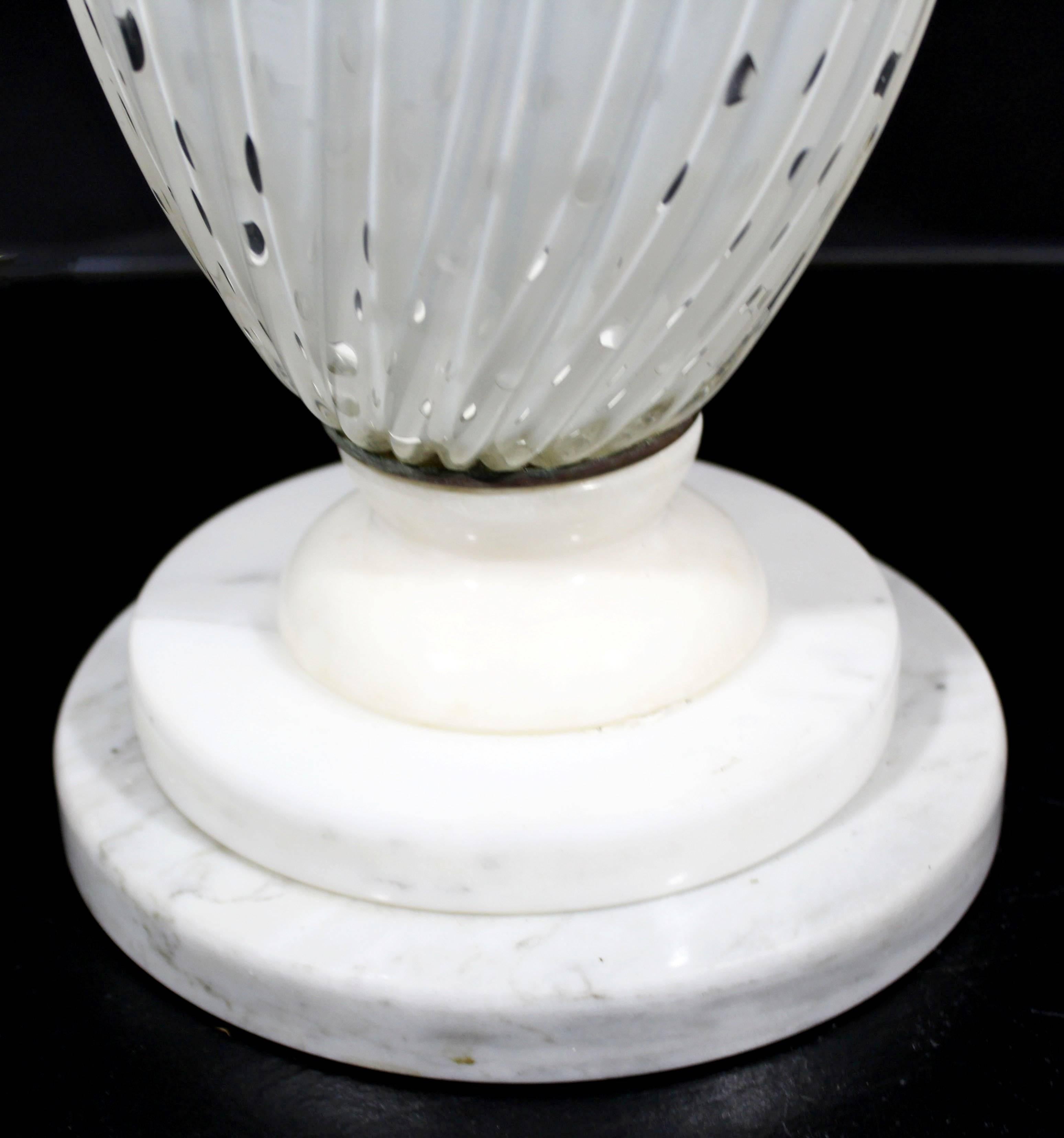 Mid-20th Century Mid-Century Modern Barovier Toso White Murano Glass Table Lamp Marble Base
