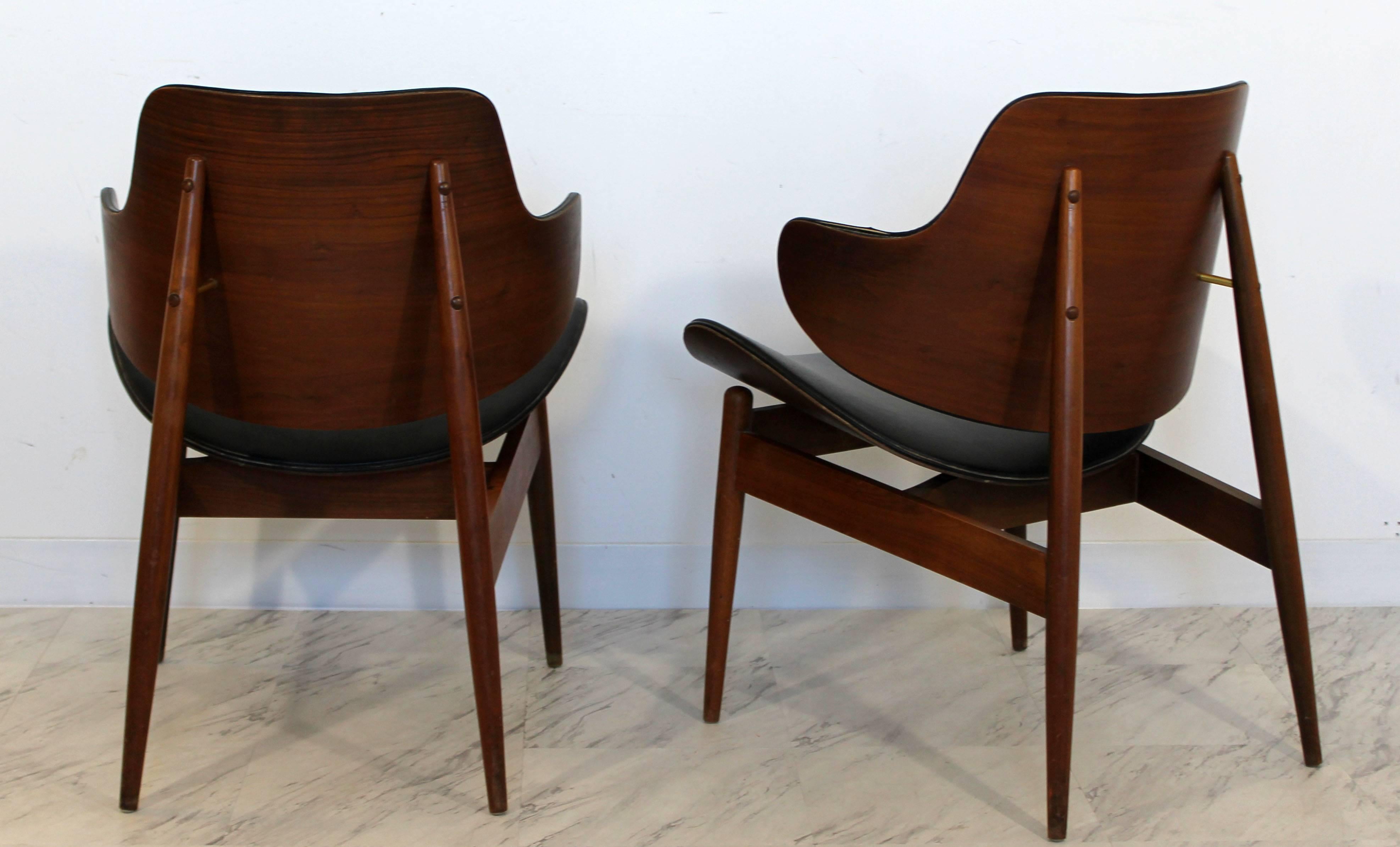 Leather Mid-Century Modern Kodawood Set 4 Lounge Dining Chairs Seymour J. Wiener