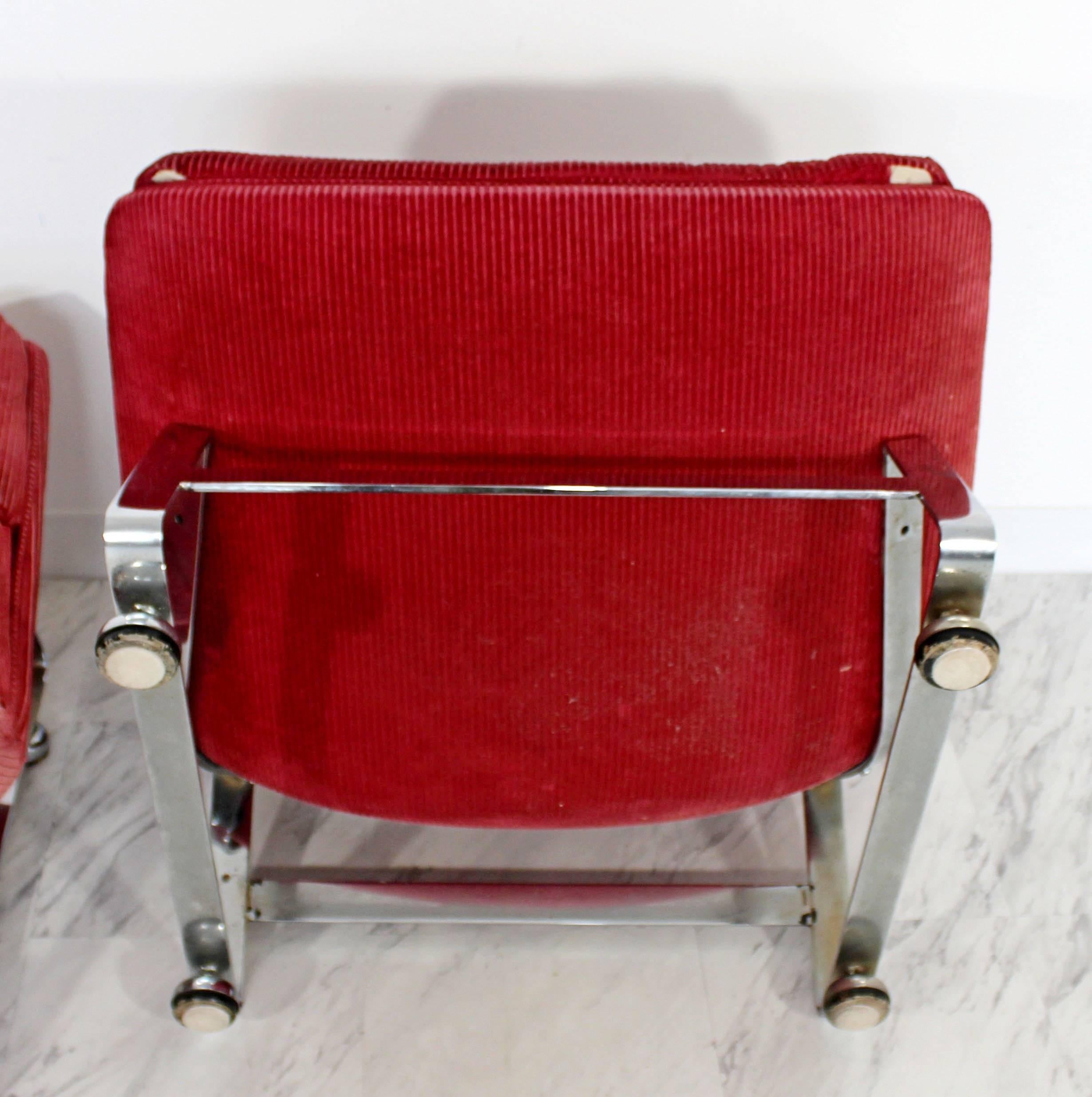 Vintage Mid-Century Modern Pair of Chrome Lounge Chairs Baughman Brueton Style 4