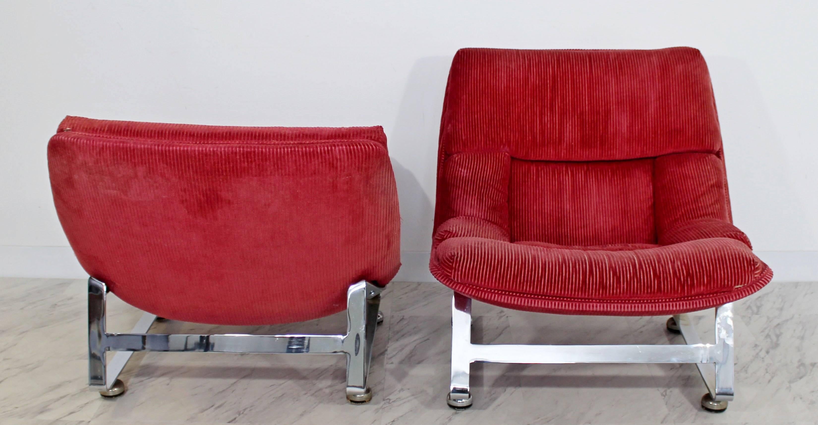 Vintage Mid-Century Modern Pair of Chrome Lounge Chairs Baughman Brueton Style 3