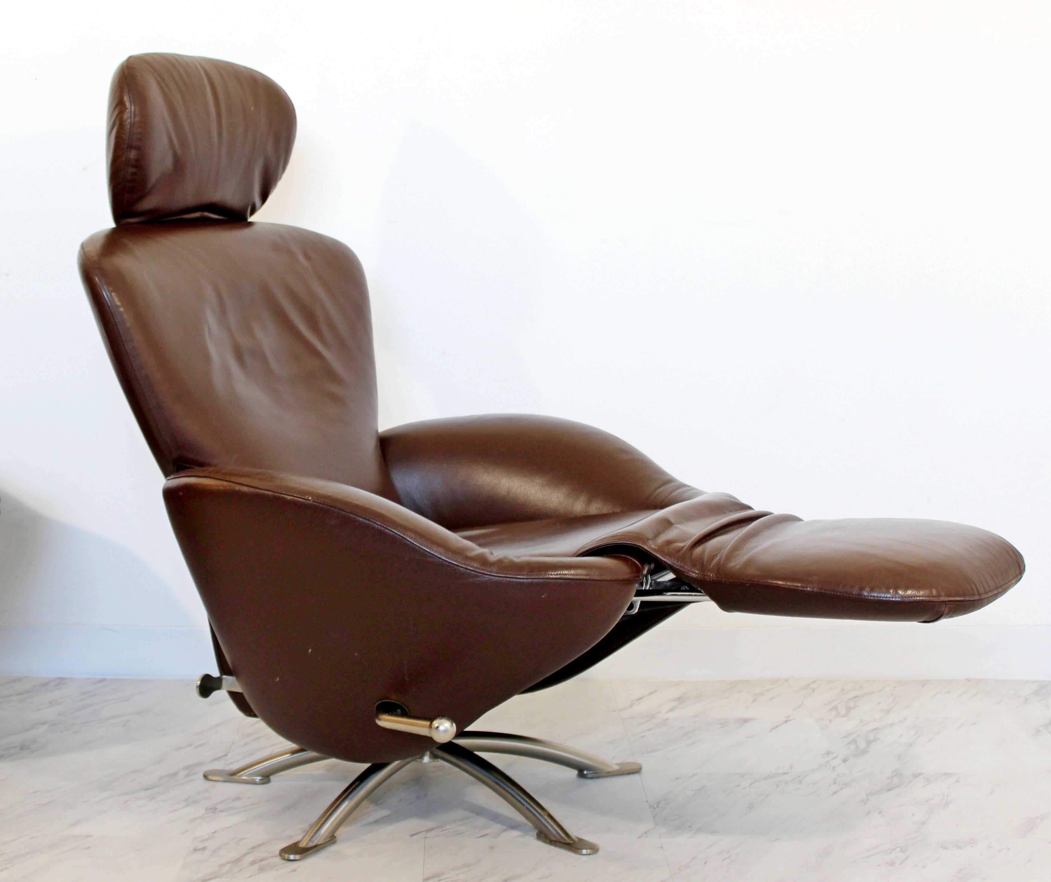 Mid-Century Modern Braunes Leder Paar Dodo Cassina Liegesessel 1