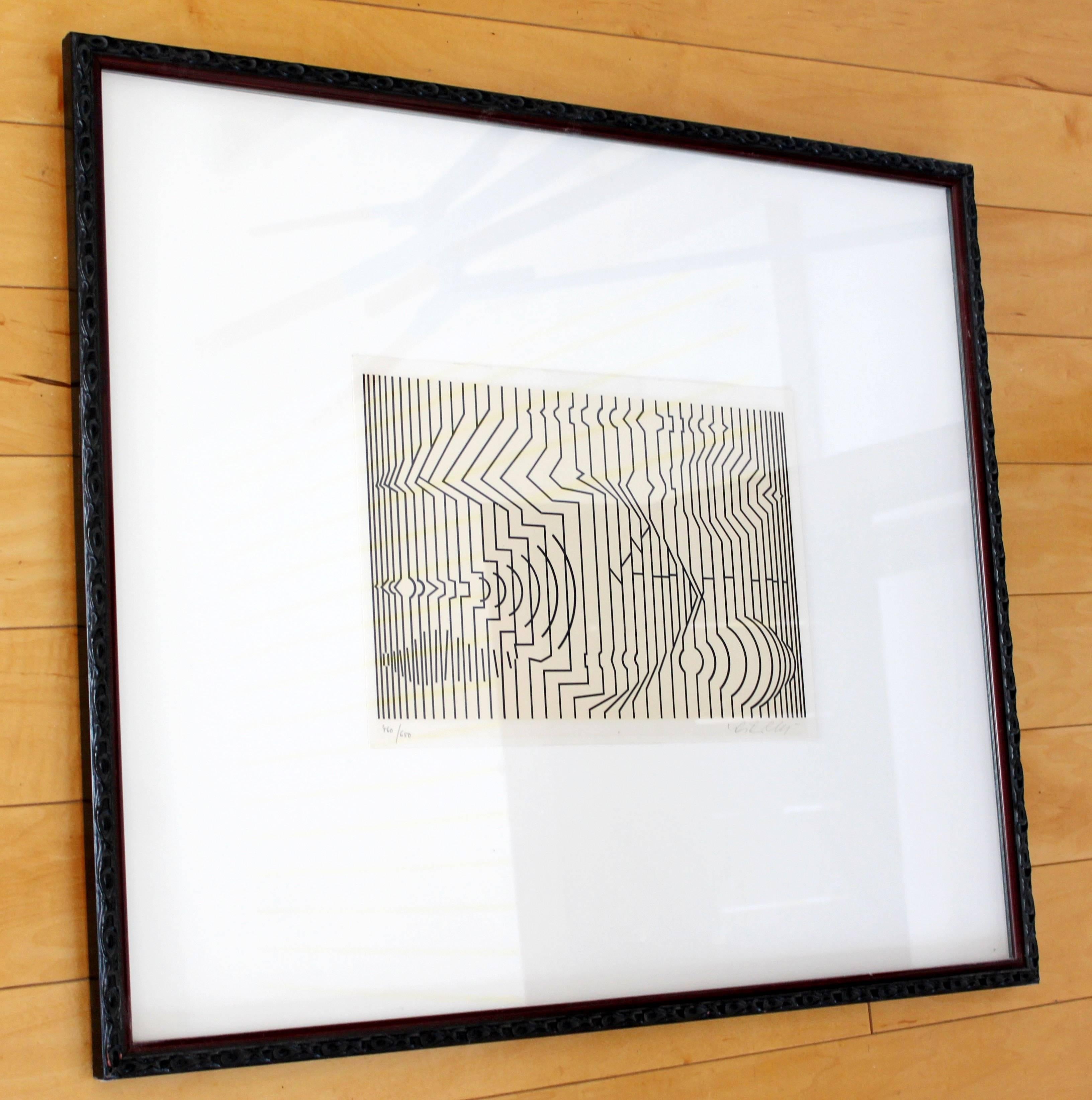 American Mid-Century Modern Framed Pop Art Print Signed Numbered by Vasarely 460/650