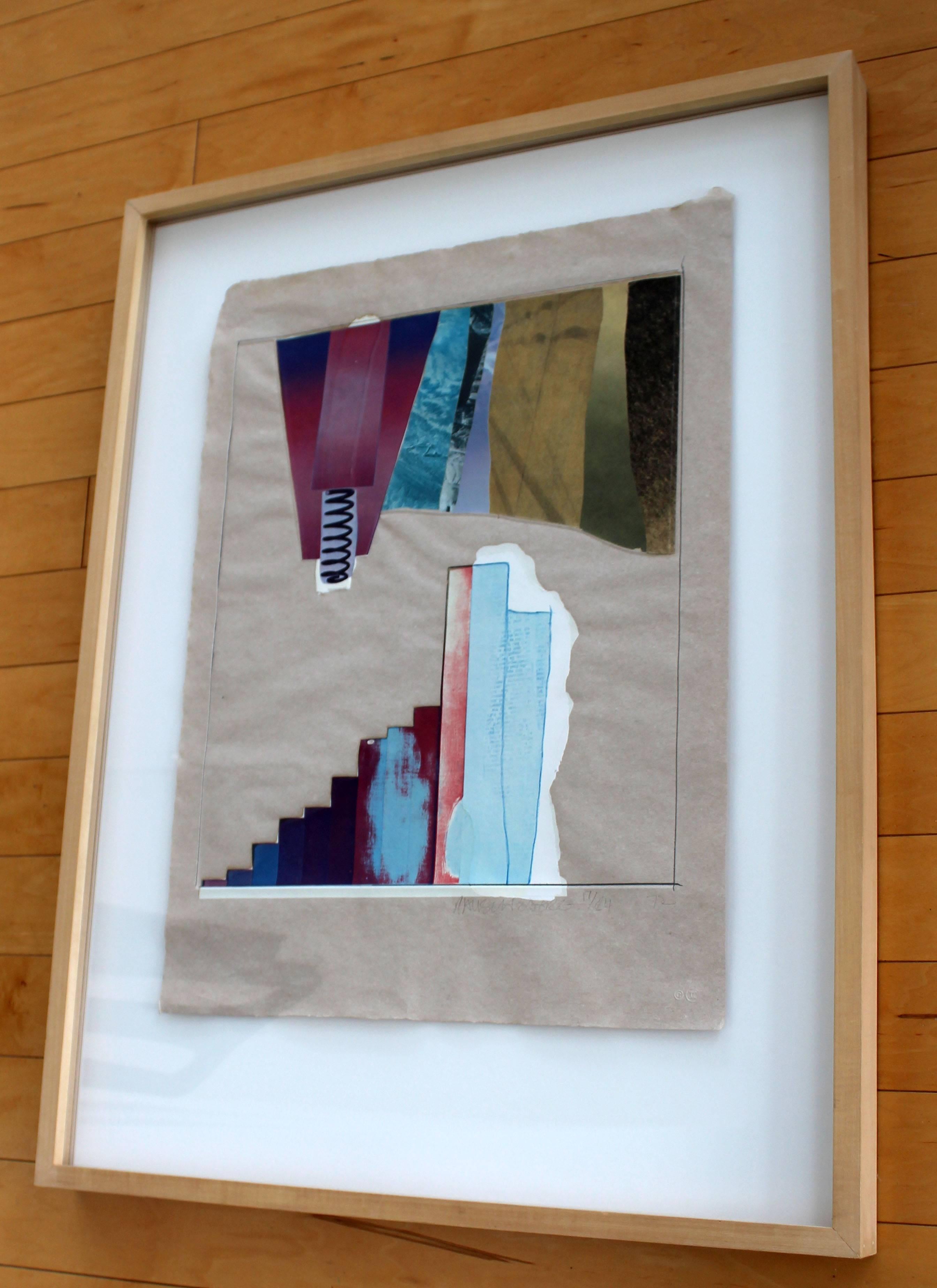 American Mid-Century Modern Rauschenberg Signed Abstract Print Dated 1970s Numbered