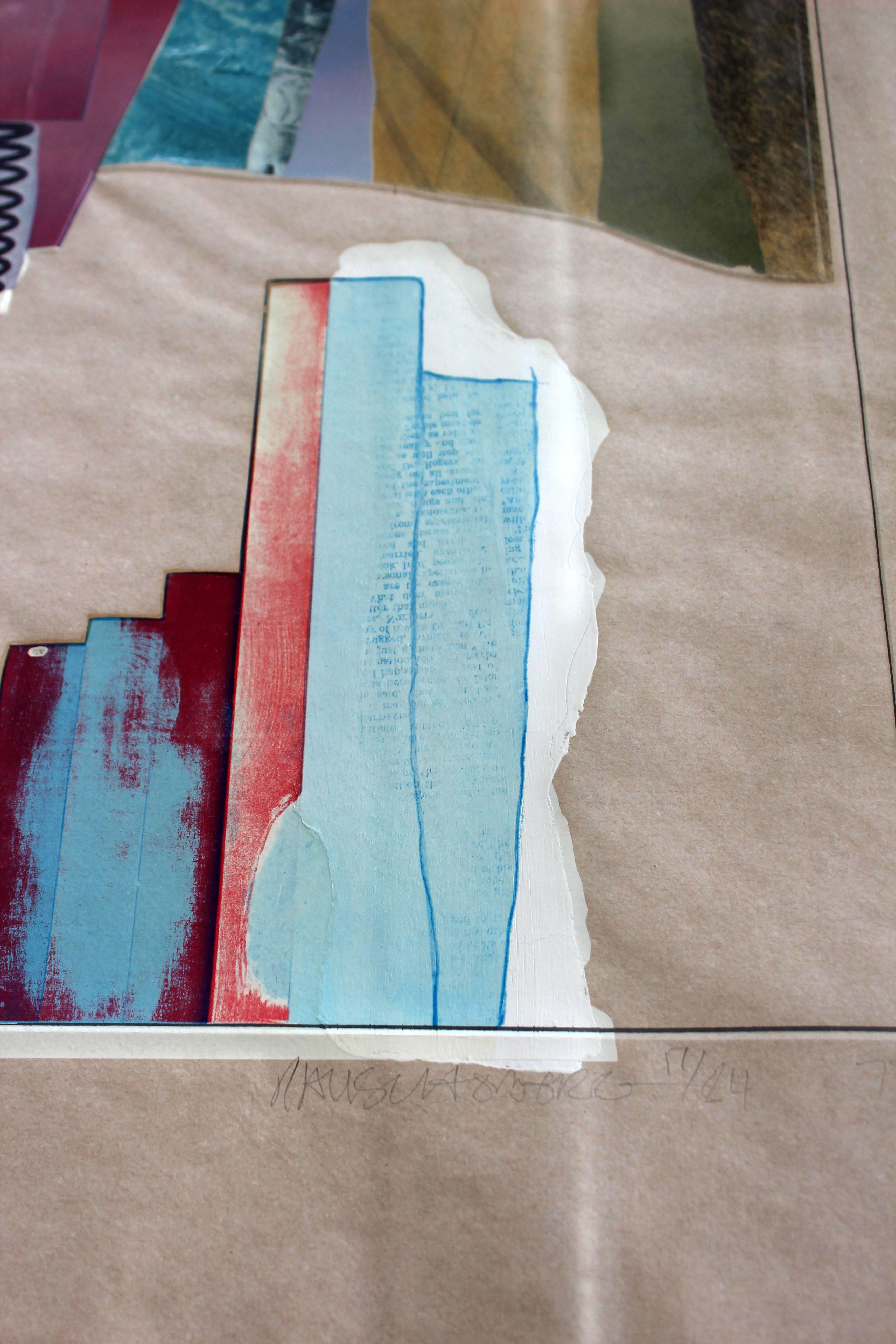 Late 20th Century Mid-Century Modern Rauschenberg Signed Abstract Print Dated 1970s Numbered
