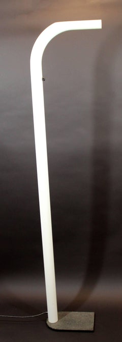 Mid-Century Modern White Lacquer Metal Halogen Oca Floor Lamp by Eleusi, Italy