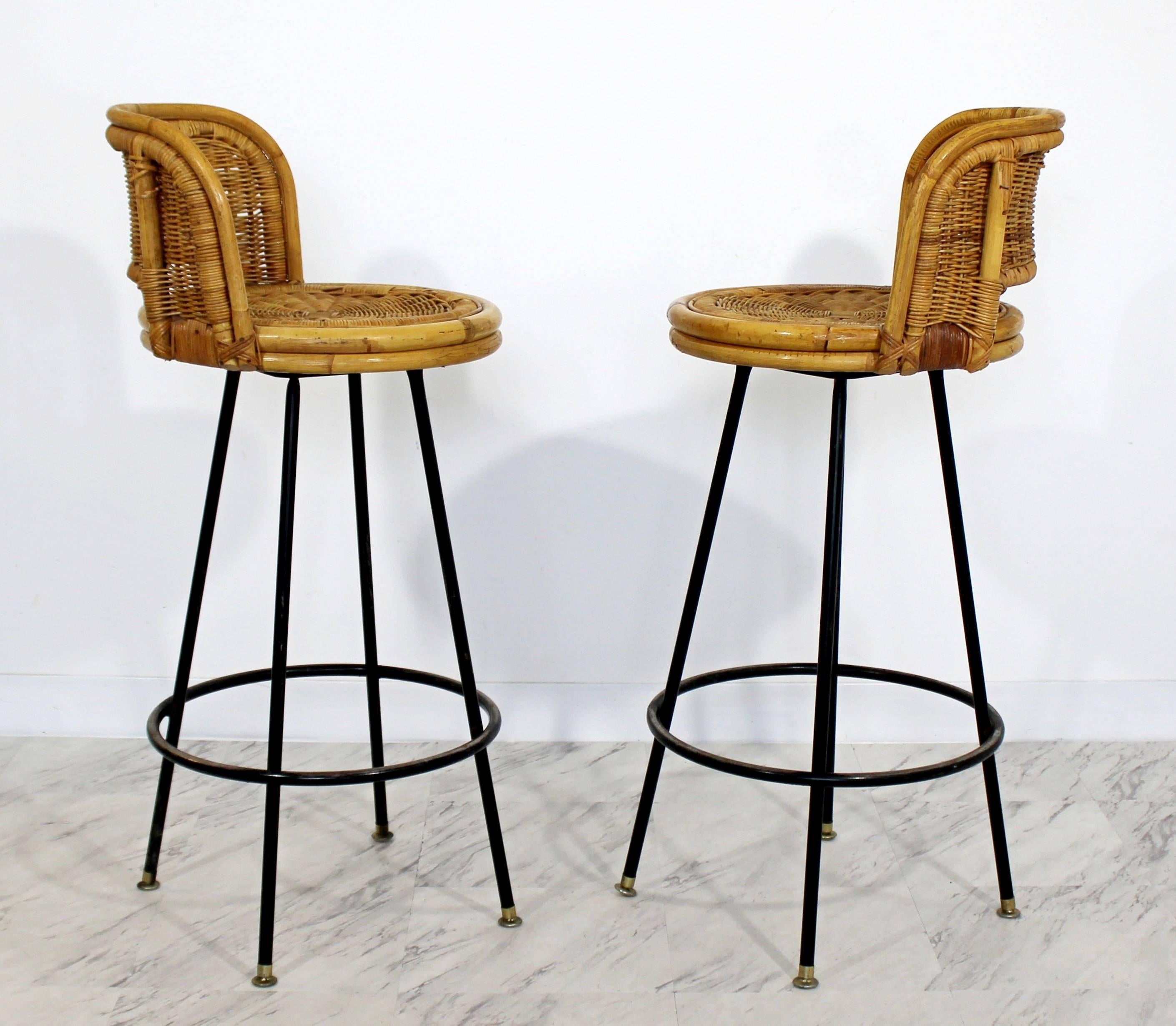 bamboo rattan bar stools