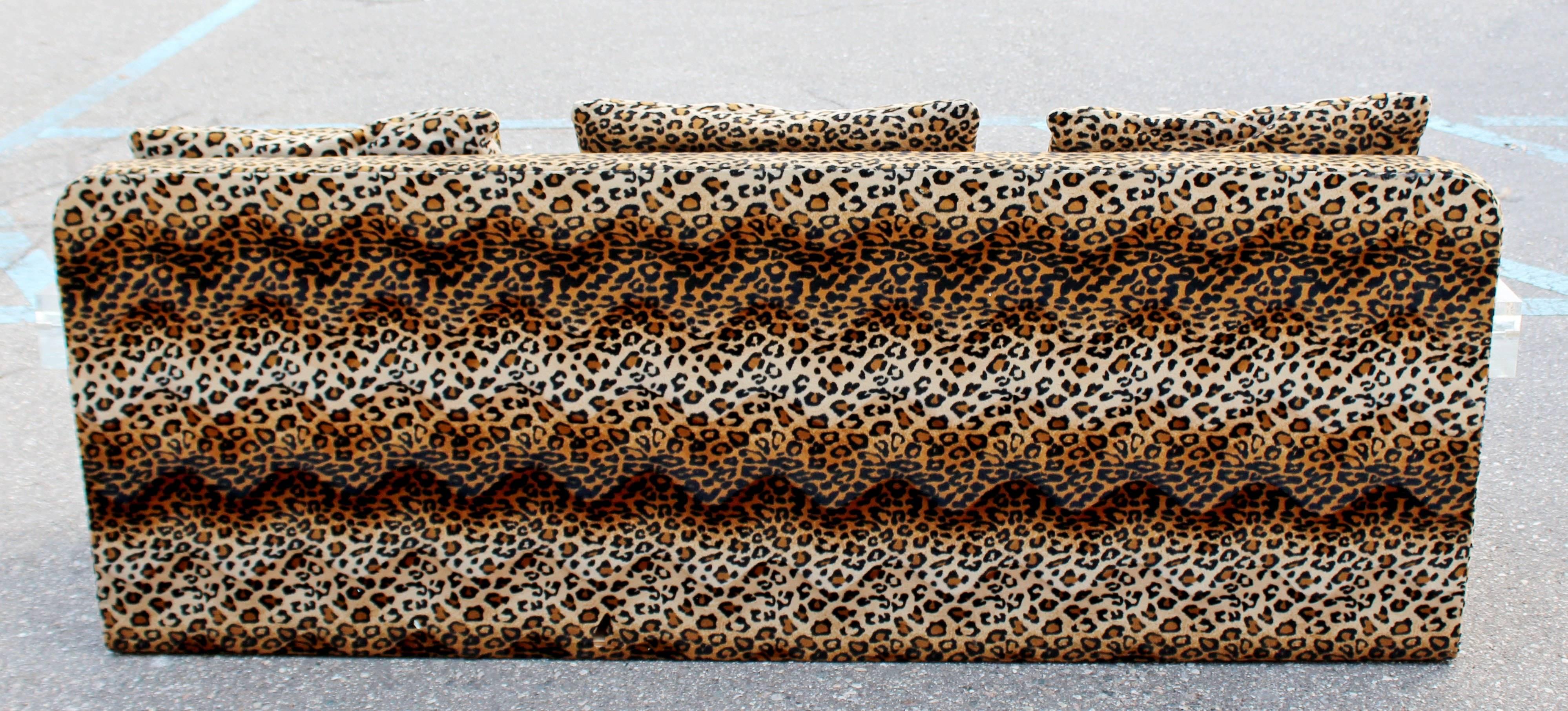 Late 20th Century Mid-Century Modern Rare Vladimir Kagan Leopard Print Lucite Sofa, 1970s
