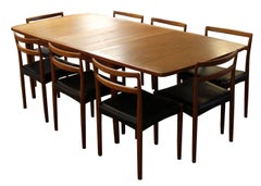 Mid-Century Modern Teak Dining Set Table & Eight Chairs Illums Bolighus Danish