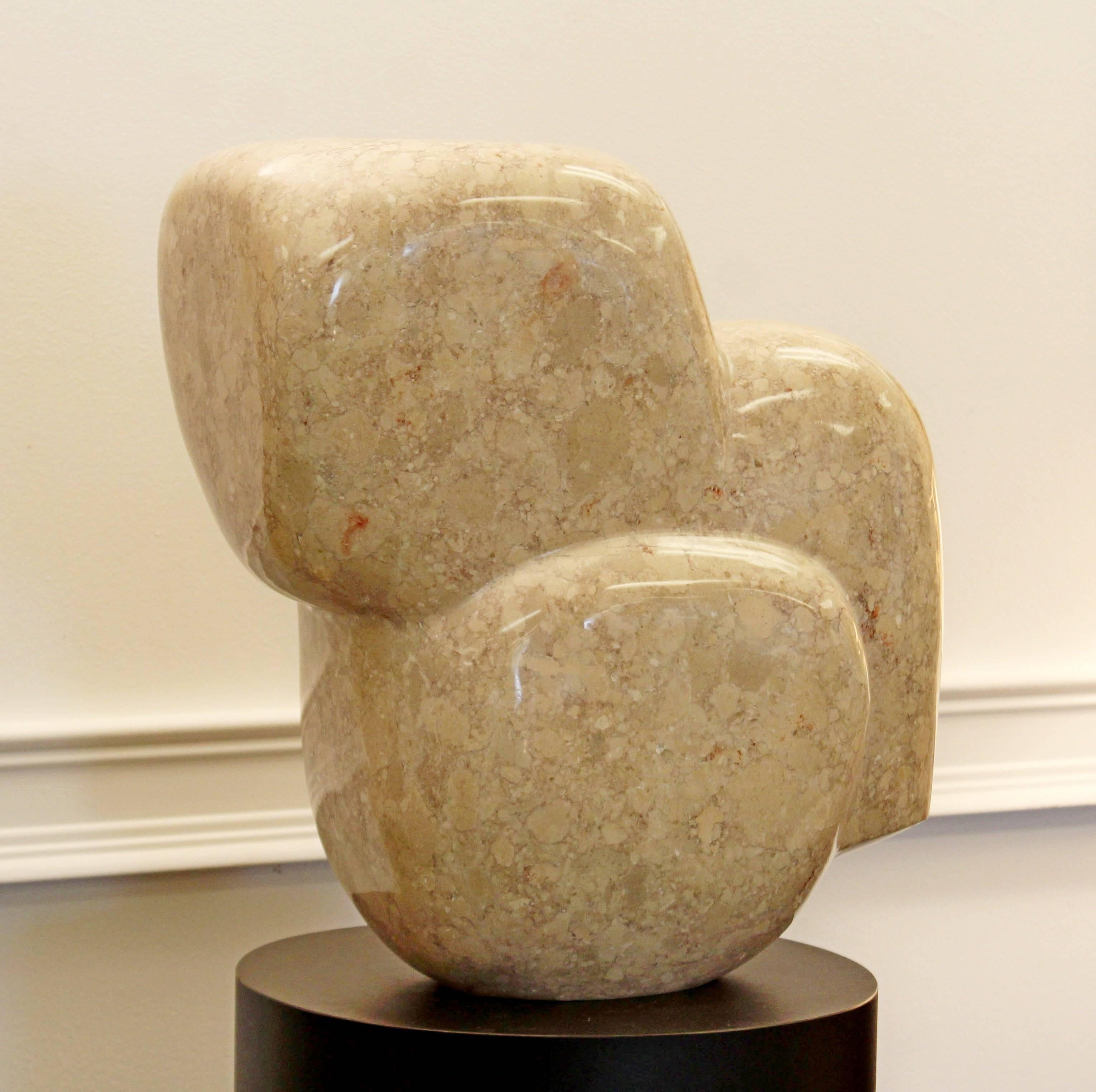 Contemporary Modern Abstract Marble Table Sculpture Signed Dated, 1986 In Good Condition In Keego Harbor, MI