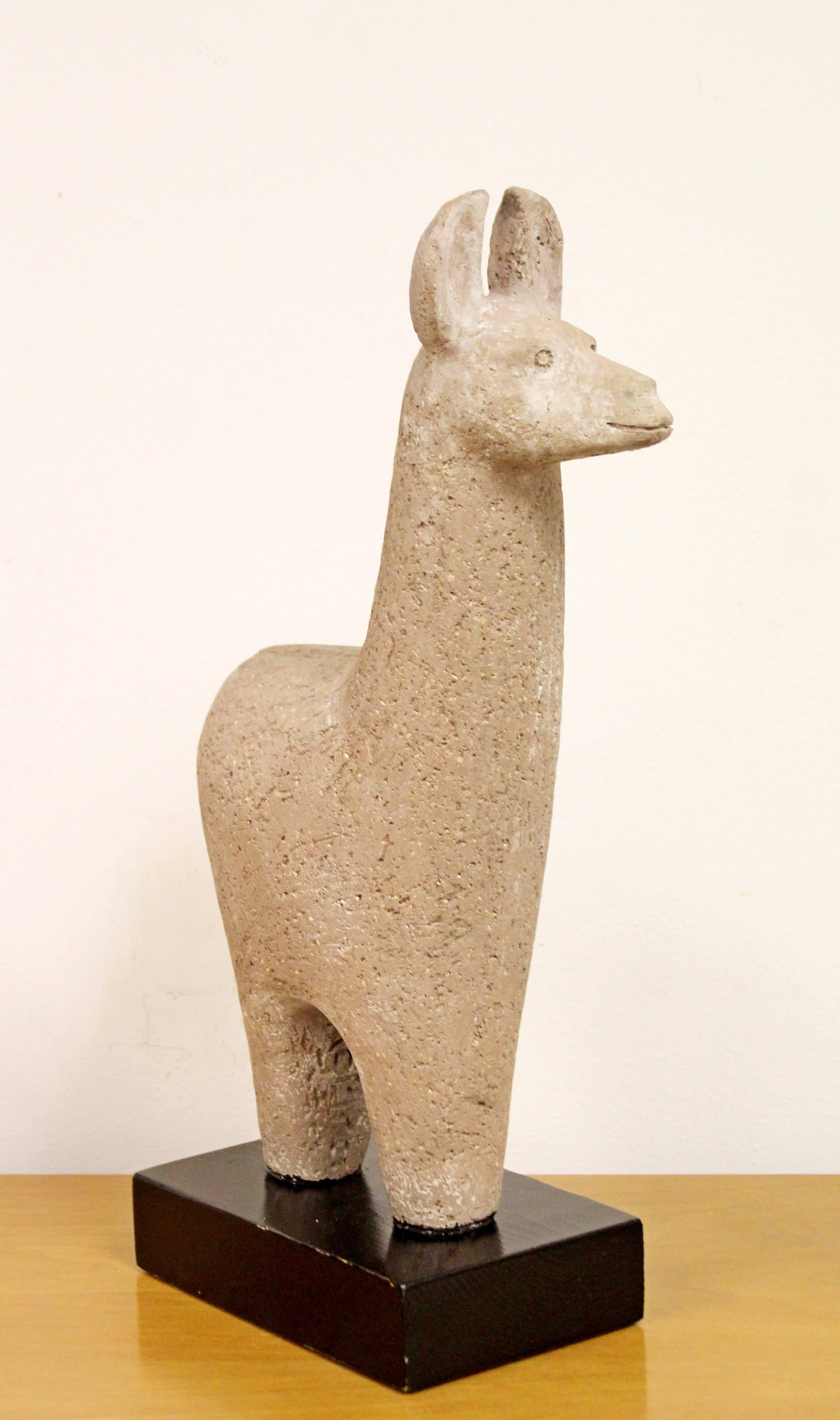 Unknown Mid-Century Modern Ceramic Llama Table Sculpture Signed Kempe