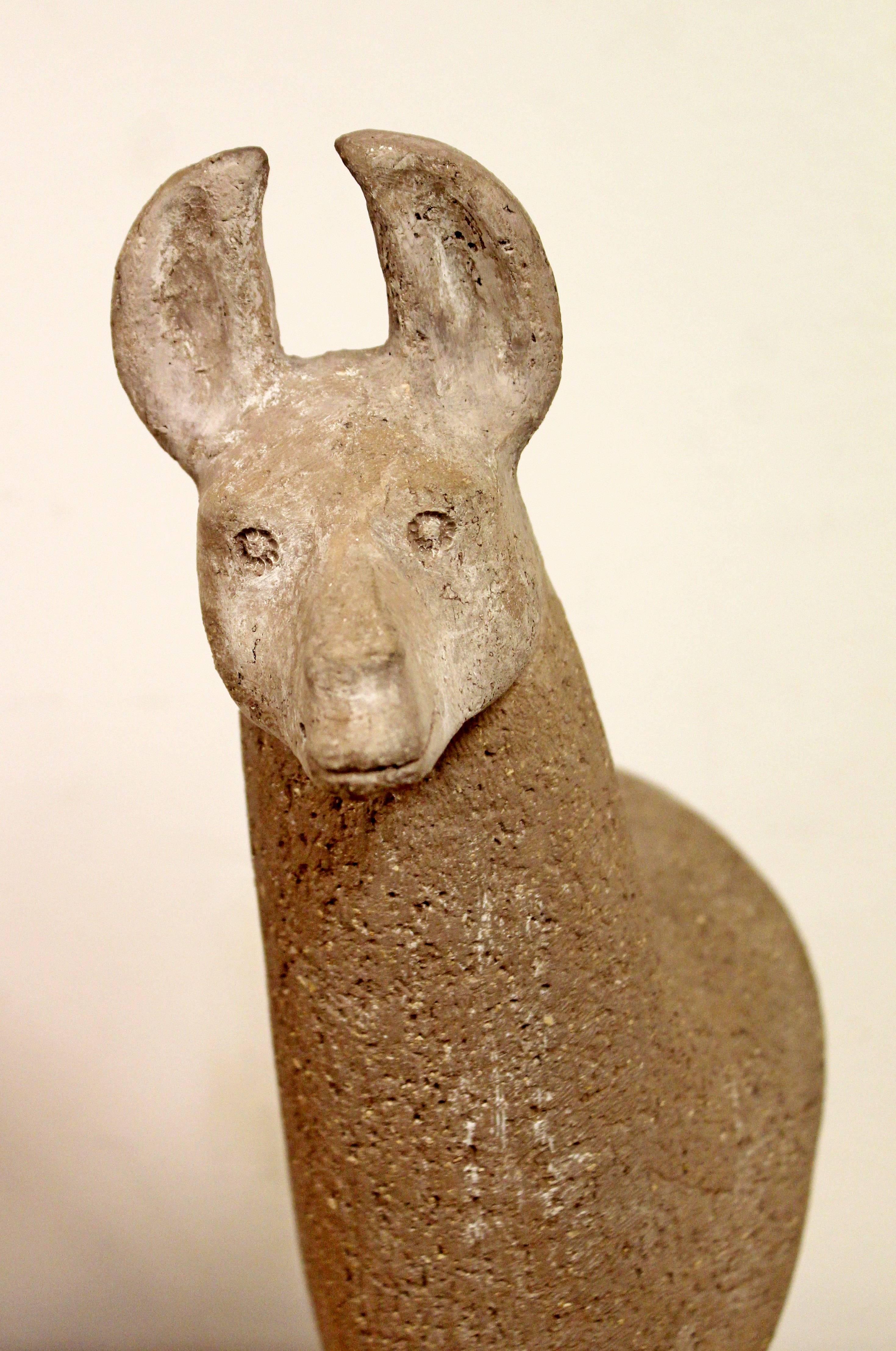 Mid-Century Modern Ceramic Llama Table Sculpture Signed Kempe In Good Condition In Keego Harbor, MI