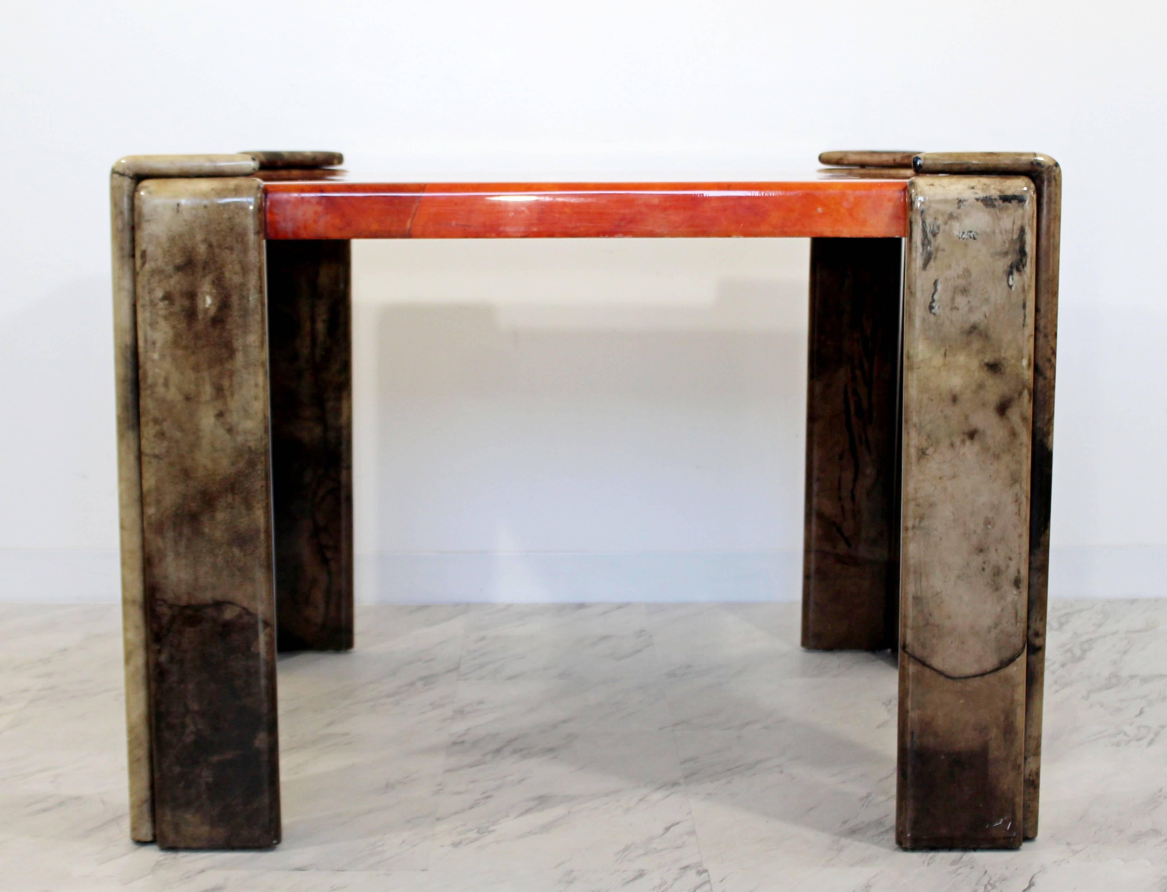 Colombian Mid-Century Modern Lacquered Goatskin Dinette Game Table Chairs Enrique Garcel