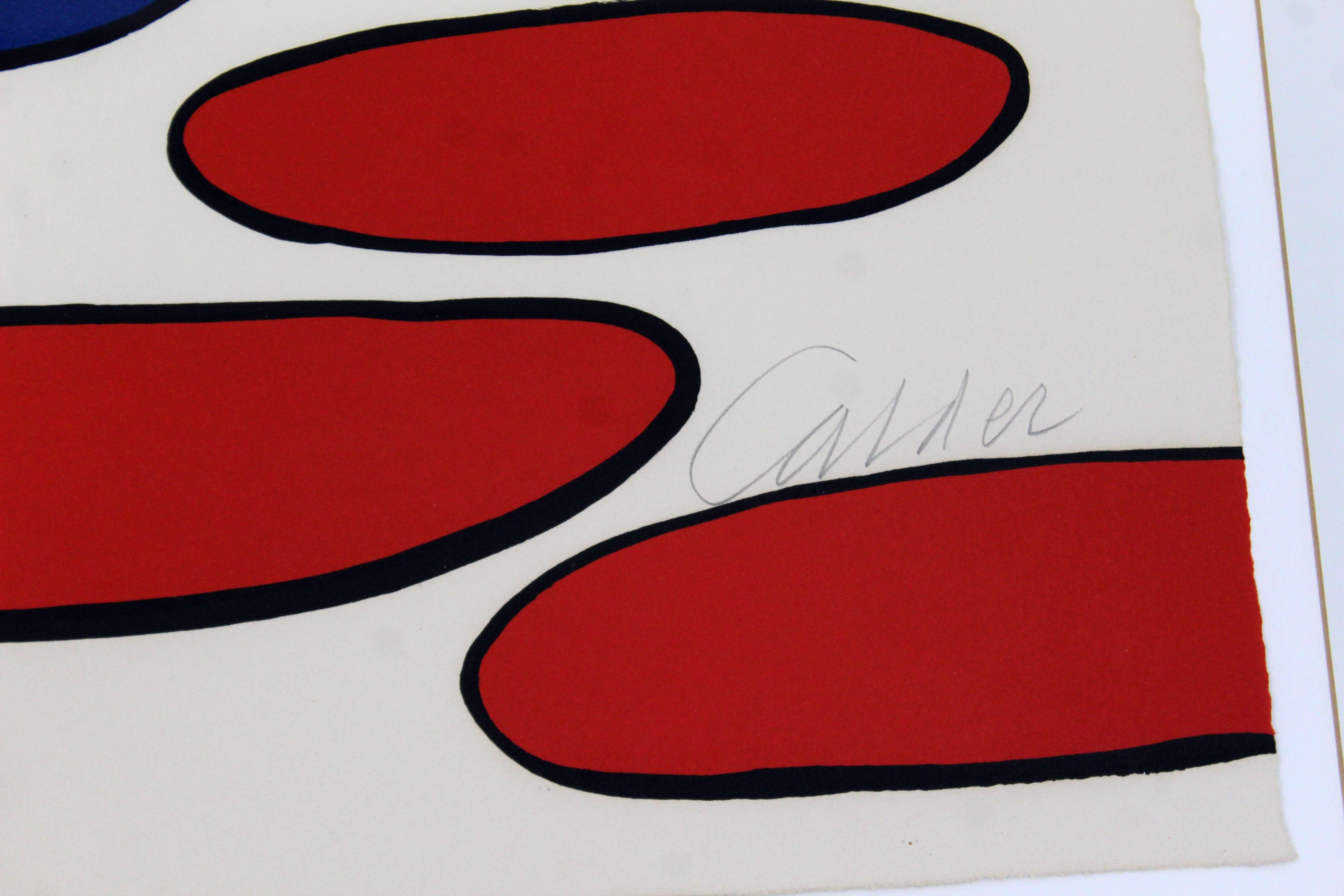 Late 20th Century Mid-Century Modern Framed Lithograph Signed & Numbered, Alexander Calder, 1970s