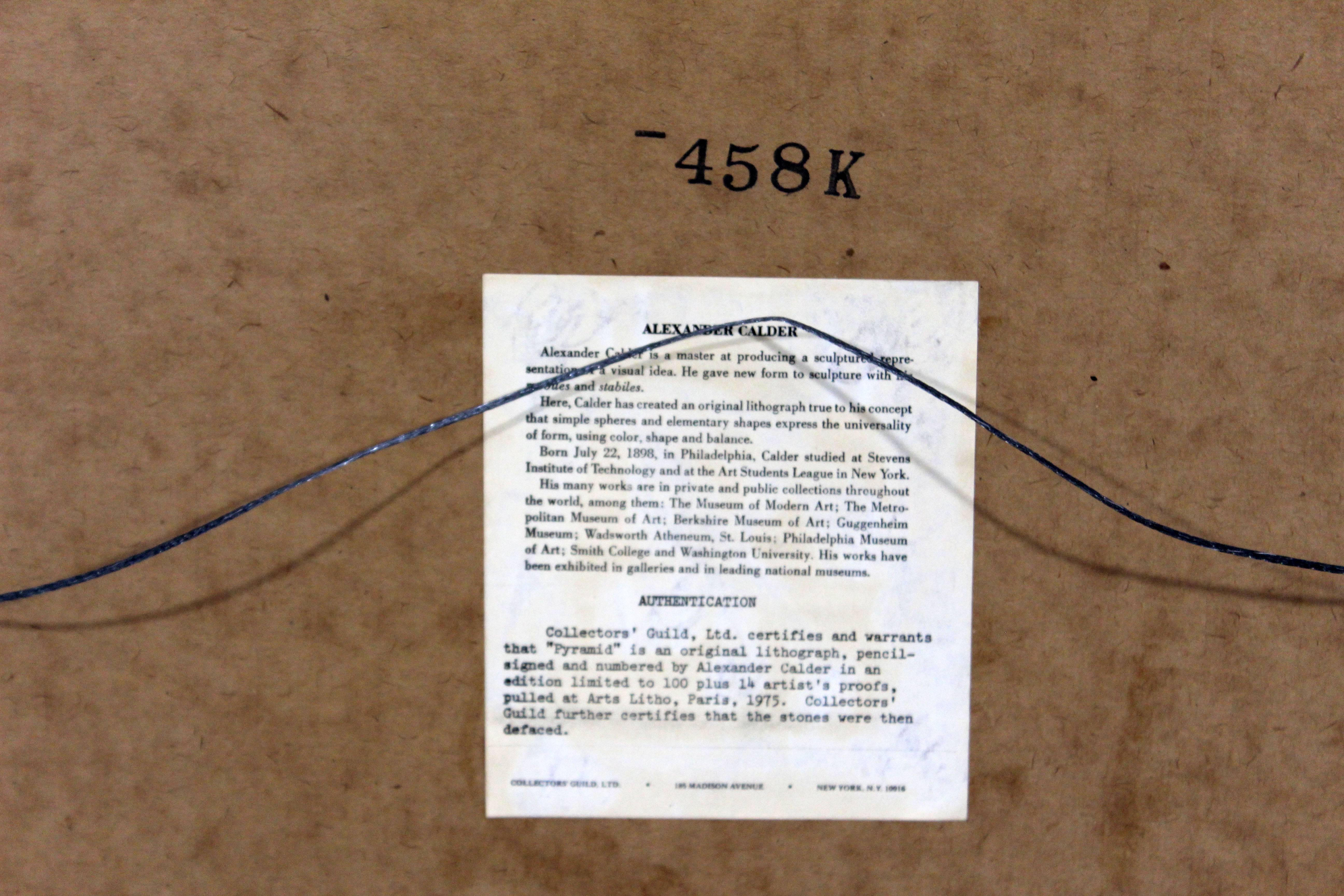 Paper Mid-Century Modern Framed Lithograph Signed & Numbered, Alexander Calder, 1970s