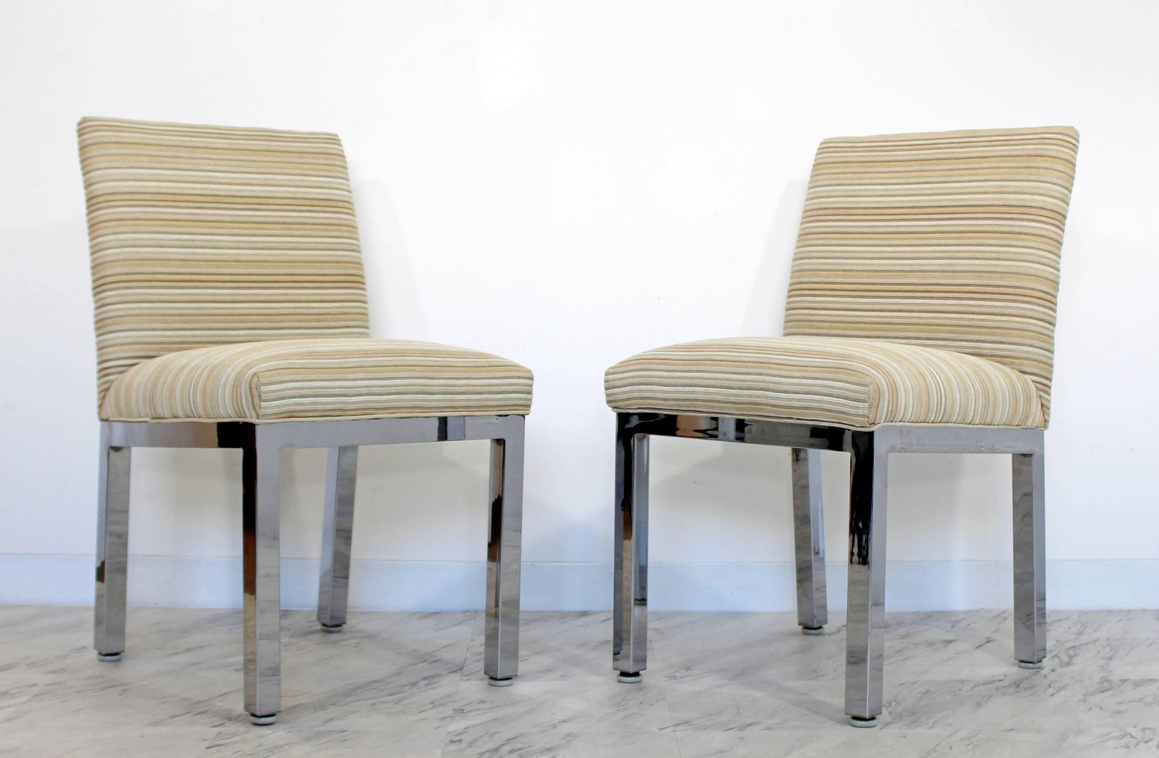 American Mid-Century Modern Set of Four Milo Baughman for DIA Chrome Dining Chairs, 1970s
